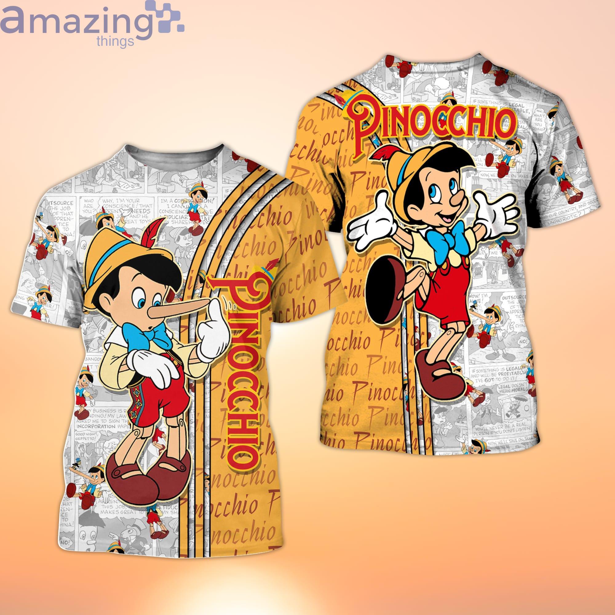 Pinocchio Orange Cross Comic Book Patterns Disney Cartoon 3D T-Shirt Product Photo 1