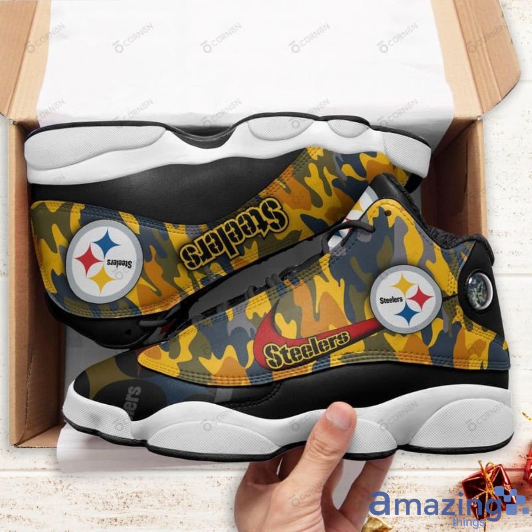Pittsburgh Steelers Fire Air Jordan 13 Sneakers Product Photo 1 Pittsburgh Steelers Fire Air Jordan 13 Sneakers Product Photo 1