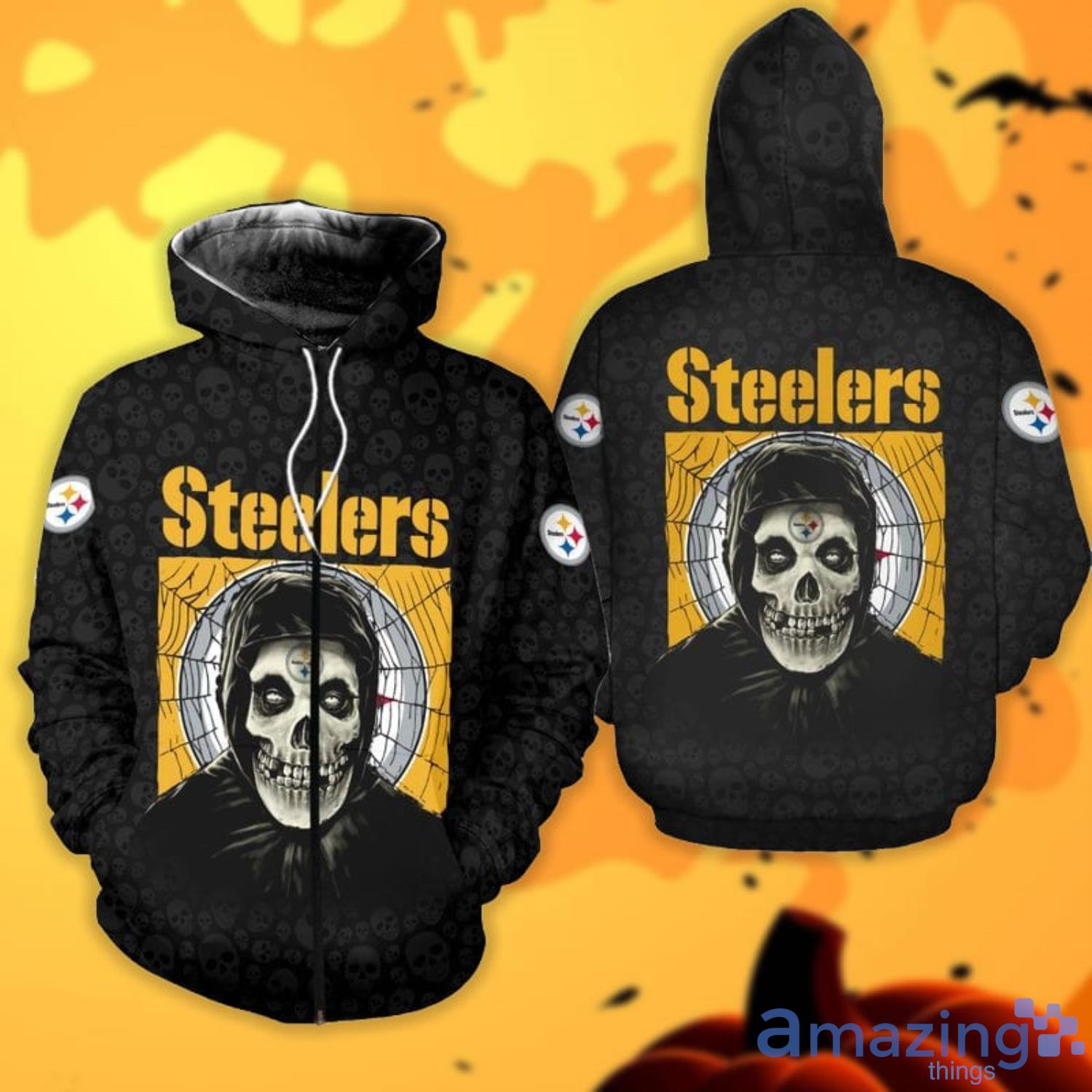 Pittsburgh Steelers Skull For Halloween Graphic All Over