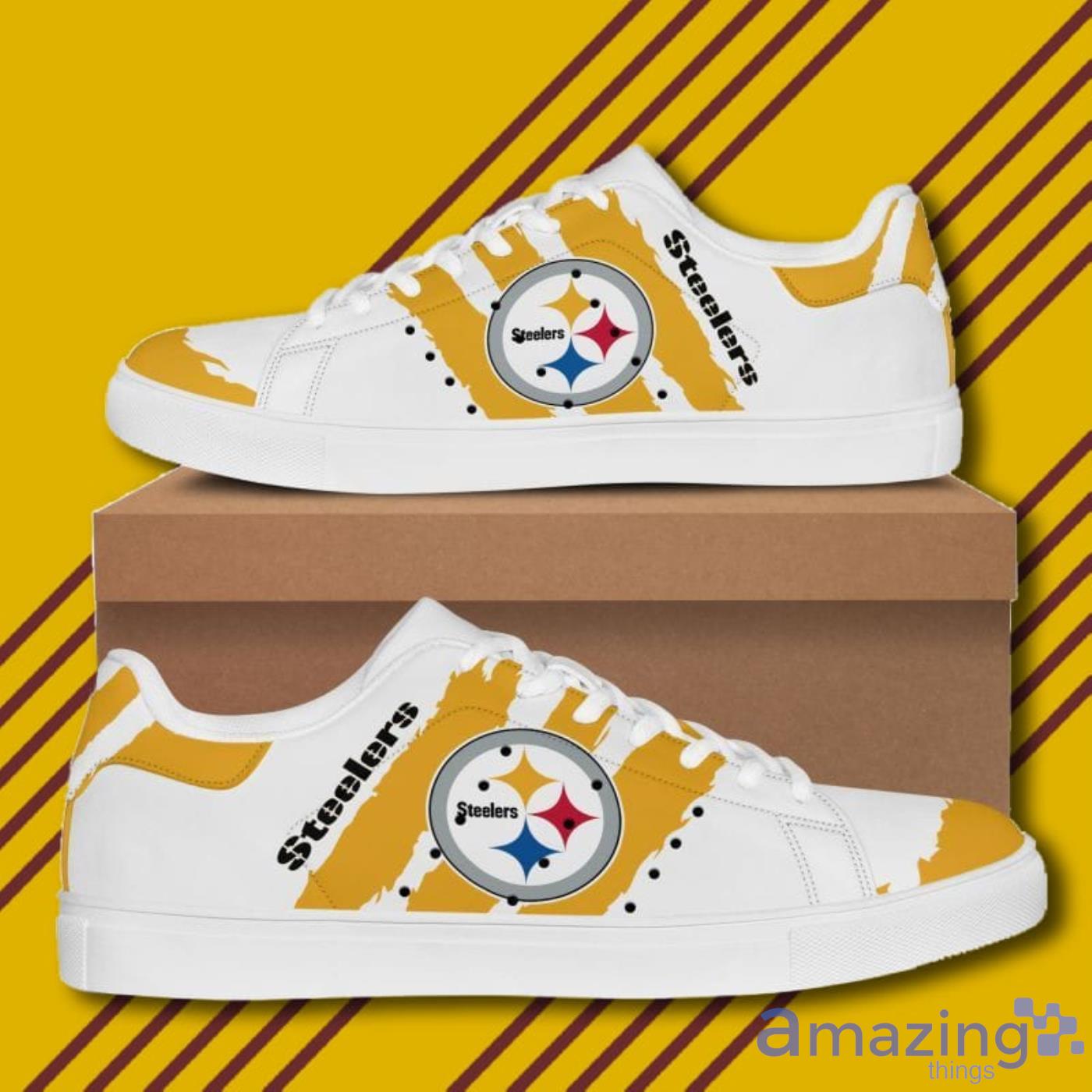 Pittsburgh Steelers NFL Black And White Skate Shoes image Pittsburgh Steelers NFL Black And White Skate Shoes Product Photo 2