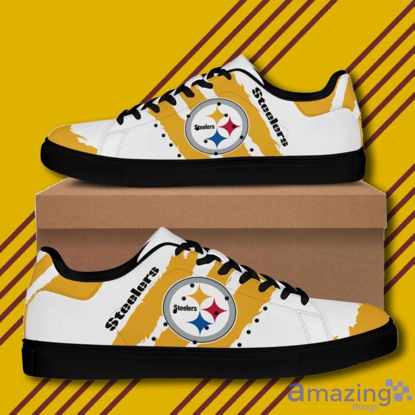 Pittsburgh Steelers NFL Black And White Skate Shoes image Pittsburgh Steelers NFL Black And White Skate Shoes Product Photo 5