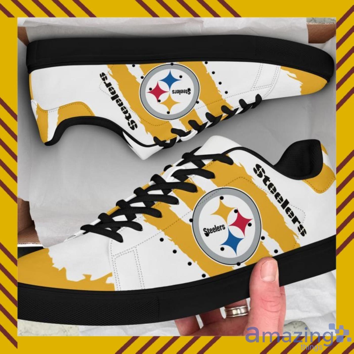 Pittsburgh Steelers NFL Black And White Skate Shoes image Pittsburgh Steelers NFL Black And White Skate Shoes Product Photo 8