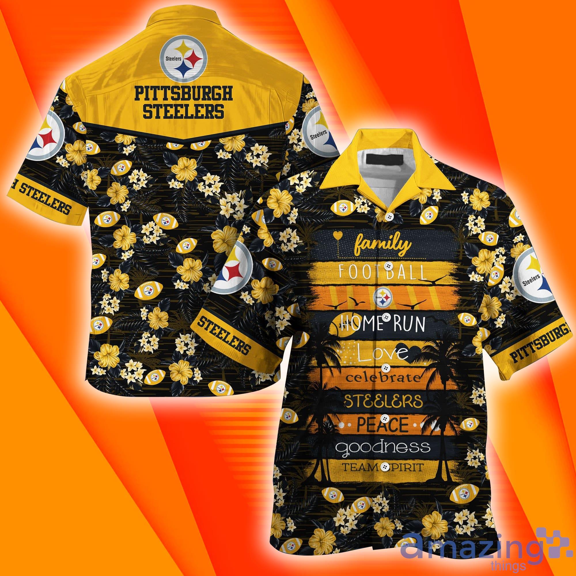 Pittsburgh Steelers NFL Family & Football Short Sleeves Hawaiian Shirt Product Photo 1
