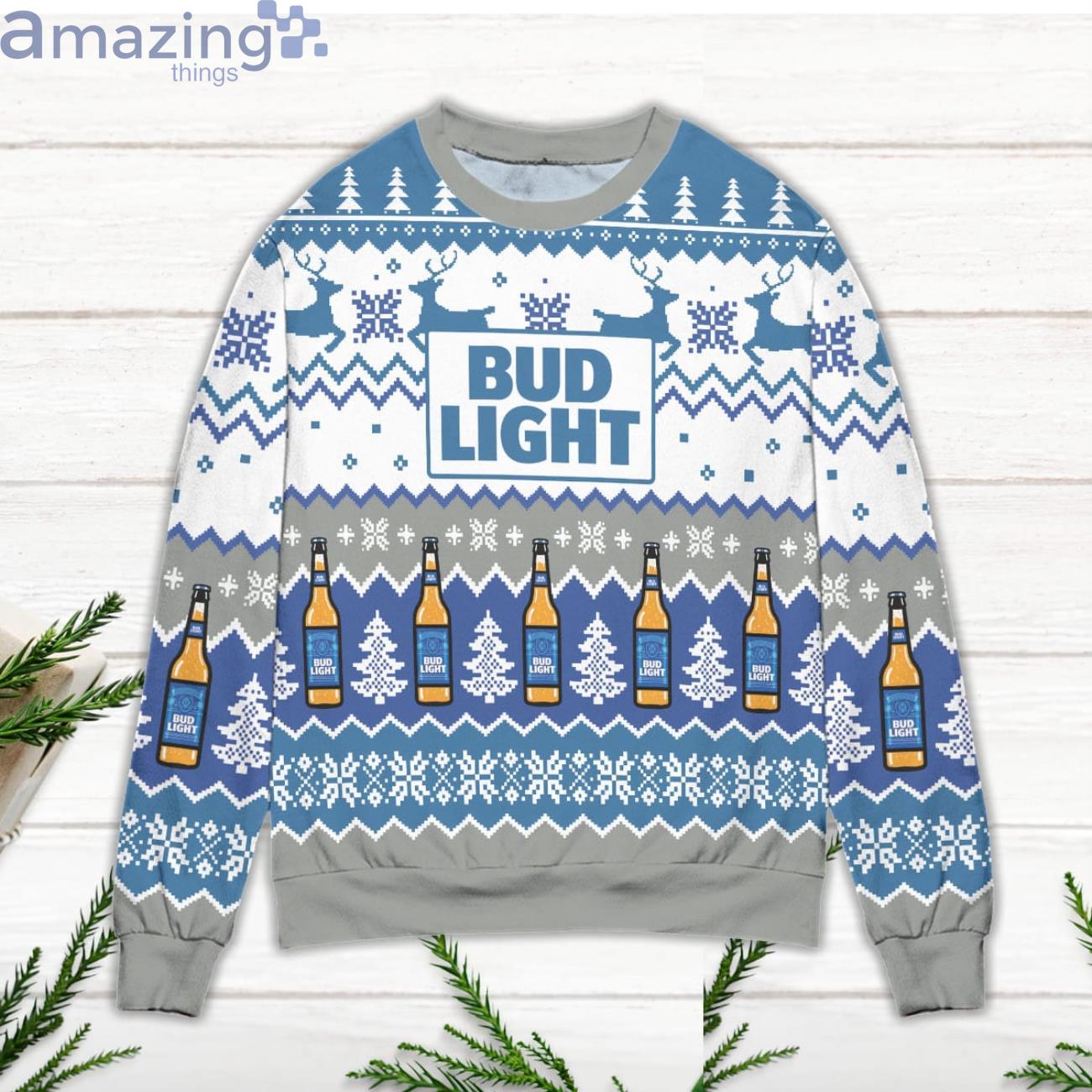 Pixel Bud Light Reindeer & Snowflake Pattern Ugly Christmas Sweater image Pixel Bud Light Reindeer & Snowflake Pattern Ugly Christmas Sweater Product Photo 2