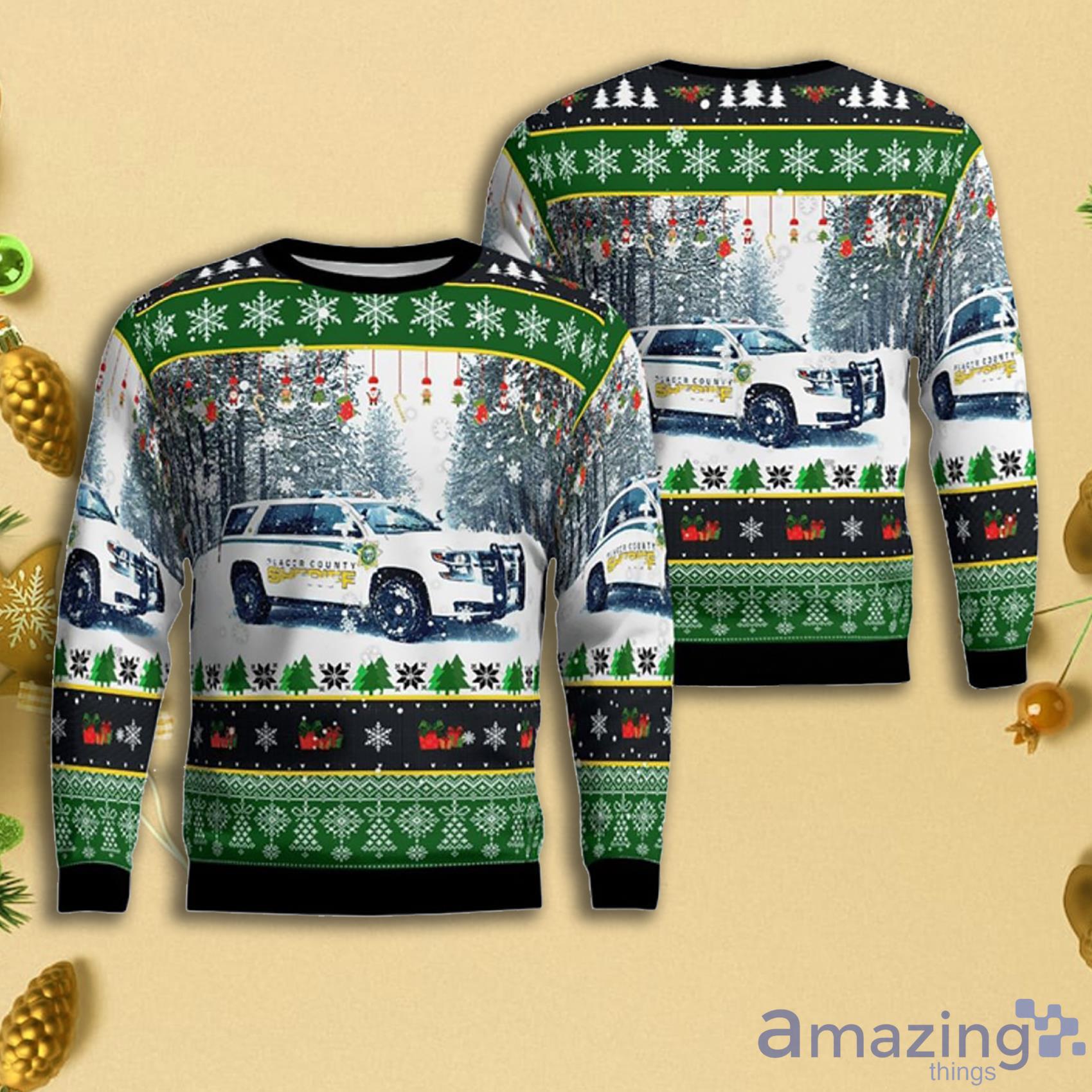Placer County Sheriff Car Christmas Ugly Swater image Placer County Sheriff Car Christmas Ugly Swater Product Photo 2