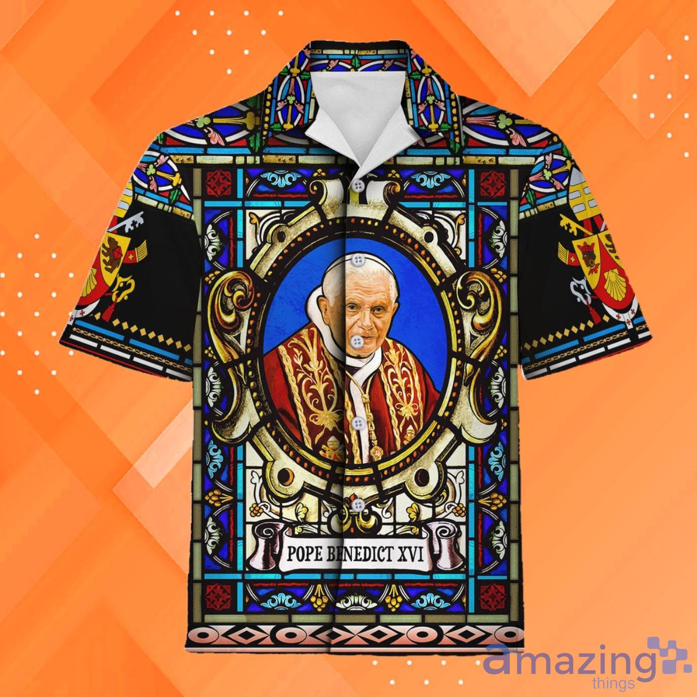 Pope Beneict Xvi All over Print Hawaiian Shirt Hawaiian Shirt Product Photo 1 Pope Beneict Xvi All over Print Hawaiian Shirt Hawaiian Shirt Product Photo 1