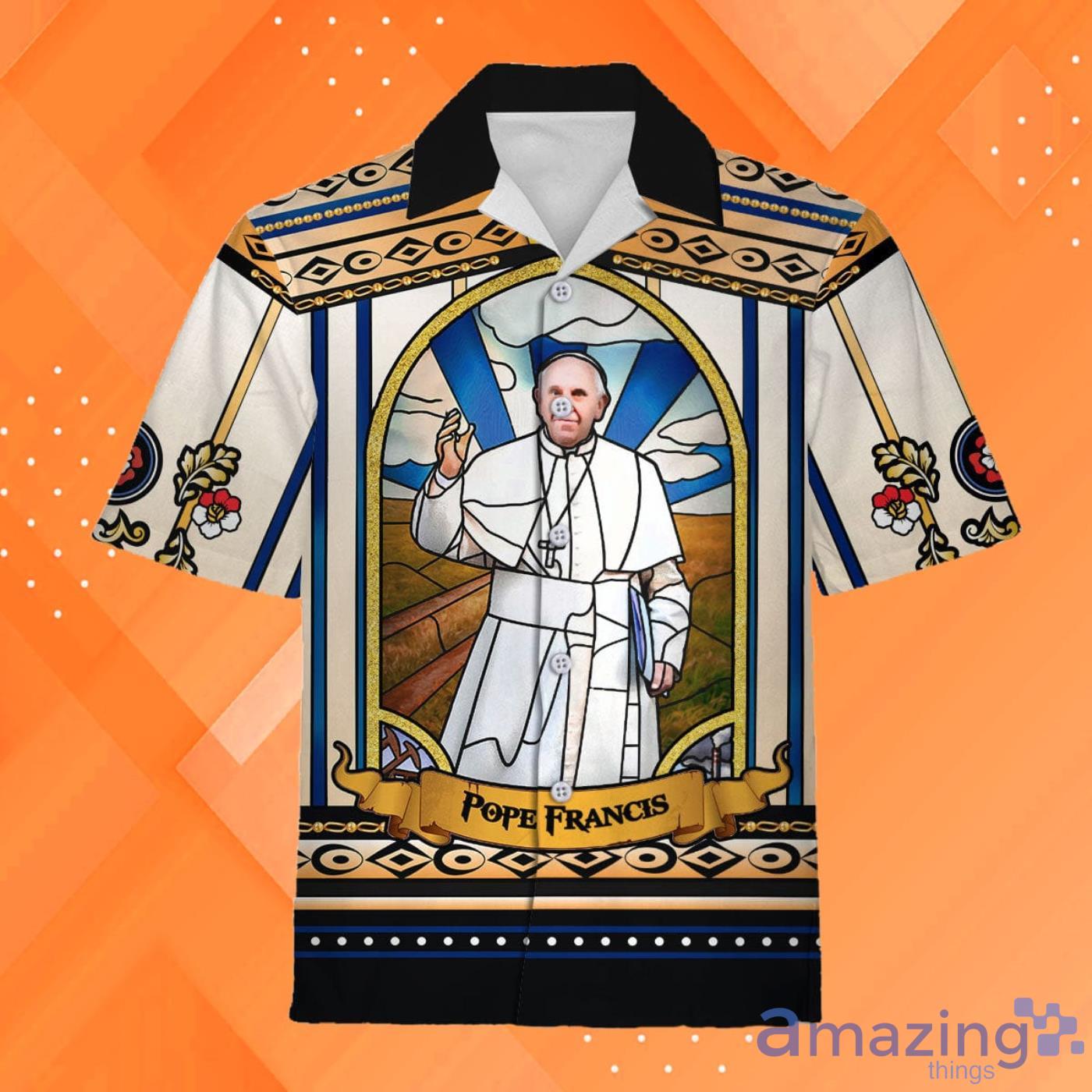 Pope Francis Staine Hawaiian Shirt Product Photo 1 Pope Francis Staine Hawaiian Shirt Product Photo 1