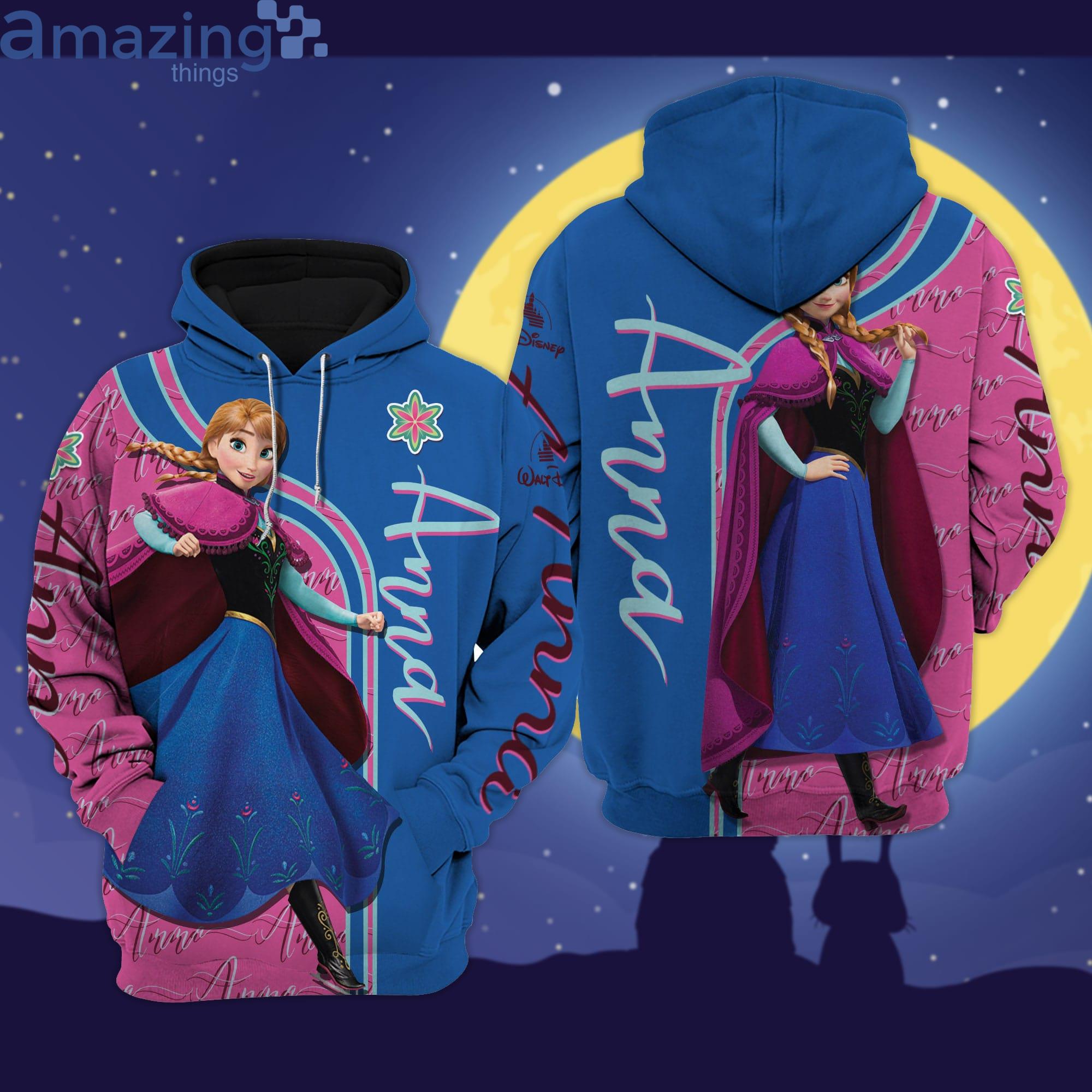 Princess Anna Frozen Disney Cartoon Graphic 3D Hoodie Zip Hoodie Product Photo 1