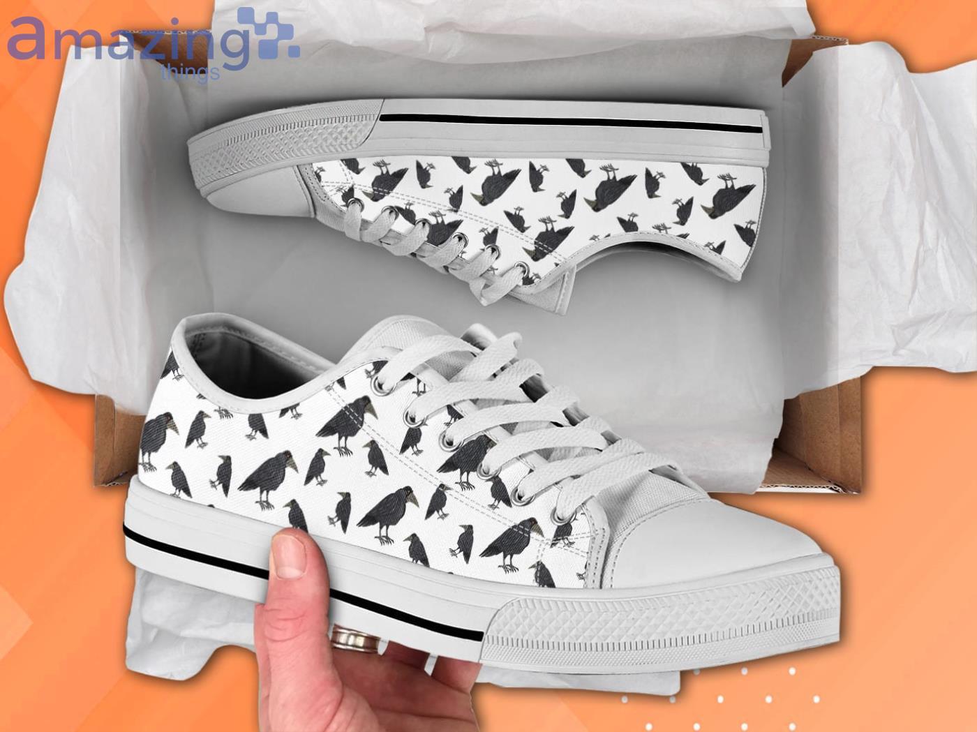 Printed Crow Pattern Low Top Shoes Product Photo 1 Printed Crow Pattern Low Top Shoes Product Photo 1