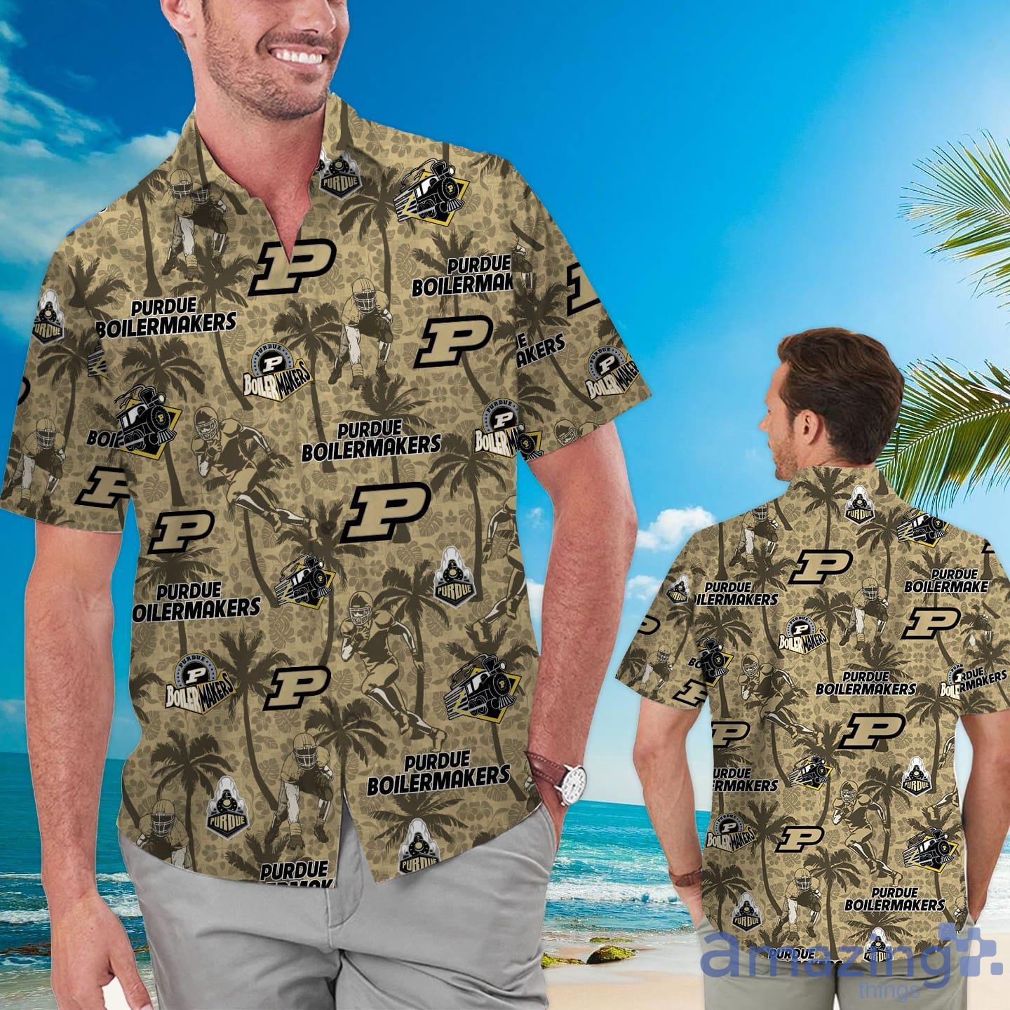 Purdue Boilermakers Custom Name Tropical Beach Coconut Tree Hawaiian Shirt Product Photo 1