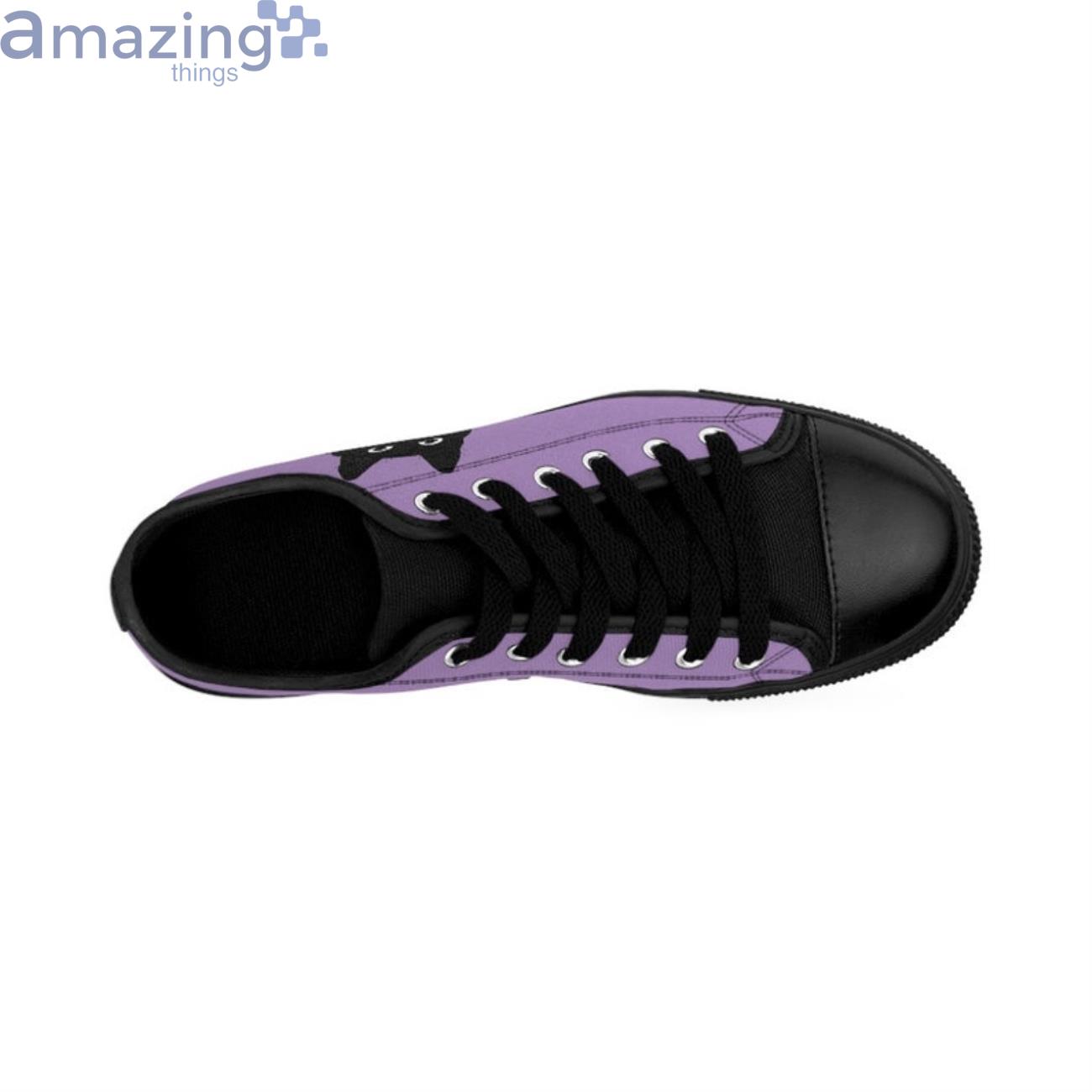 Purple With Black Cat Low Top Shoes image Purple With Black Cat Low Top Shoes Product Photo 2