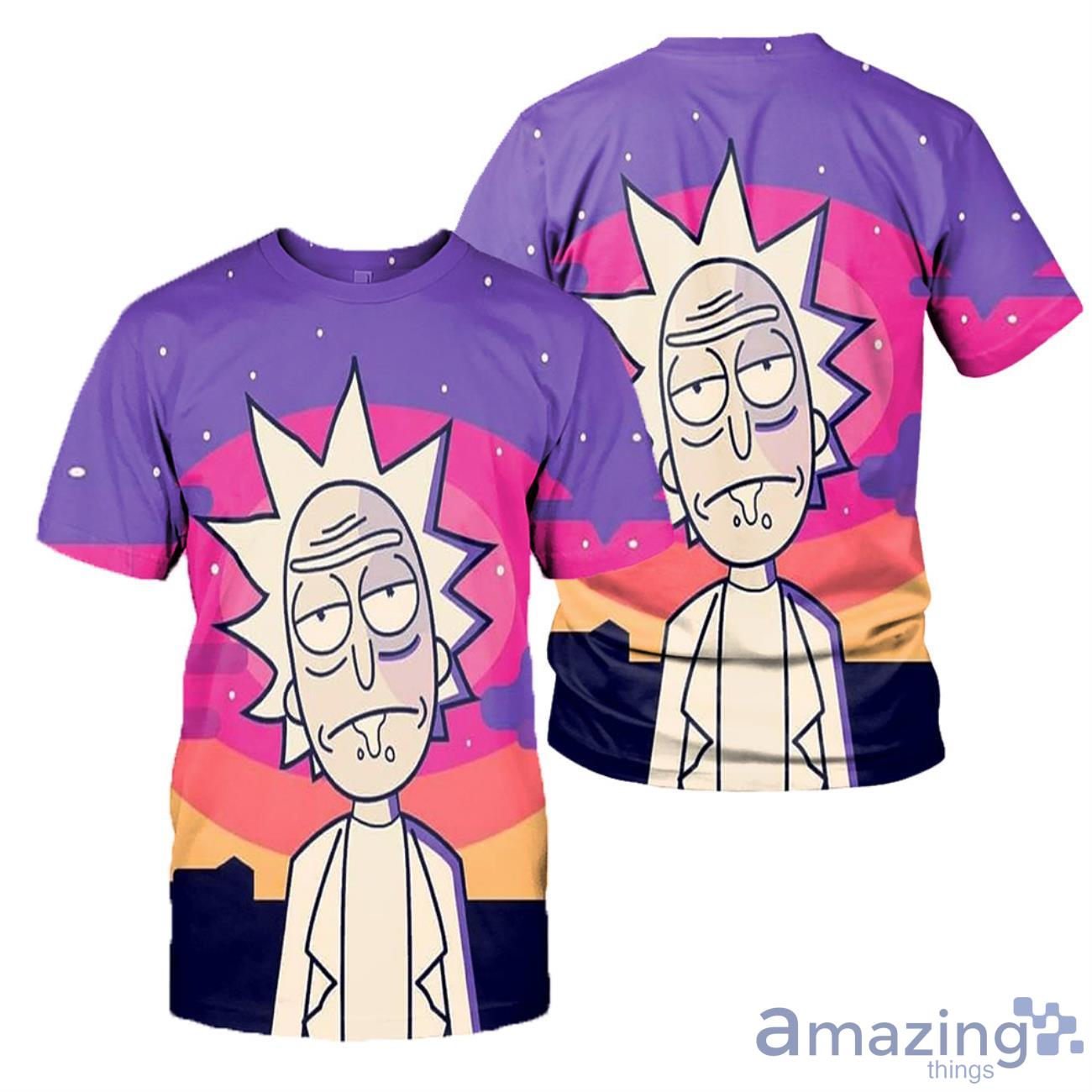 Rick And Morty Purple All Over Printed Shirts Product Photo 1