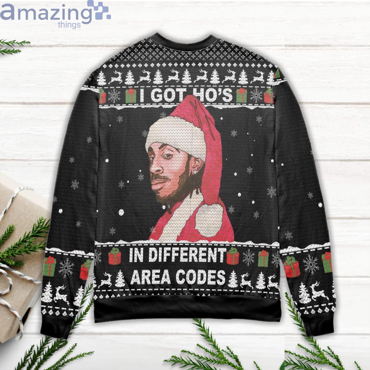 Roddy Ricch I Git Ho's In Different Area Codes Snowflake Pattern Ugly Christmas Sweater image Roddy Ricch I Git Ho's In Different Area Codes Snowflake Pattern Ugly Christmas Sweater
