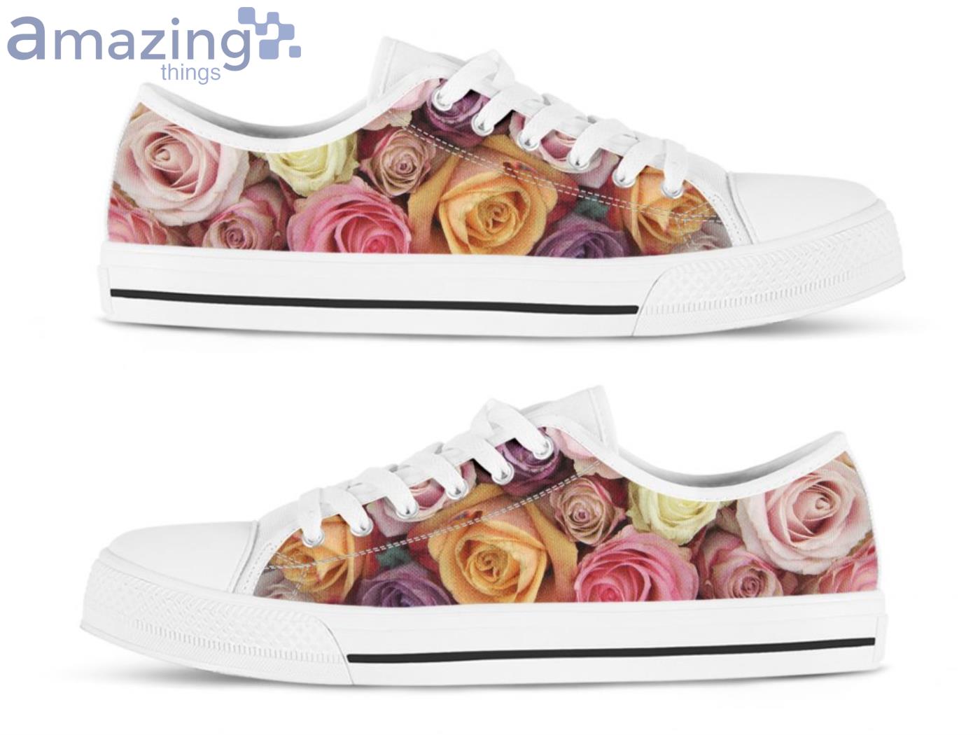 Rose Print Pattern Low Top Shoes image Rose Print Pattern Low Top Shoes Product Photo 2