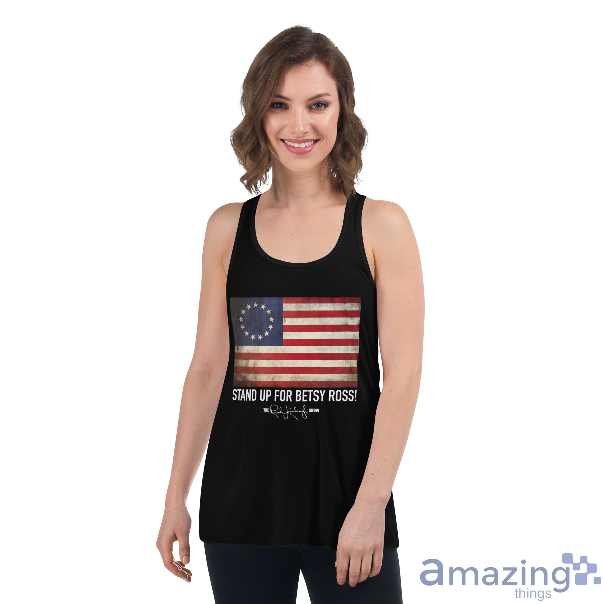 Rush Limbaugh Betsy Ross Flag Shirt image Rush Limbaugh Betsy Ross Flag Shirt - Womens Flowy Racerback Tank