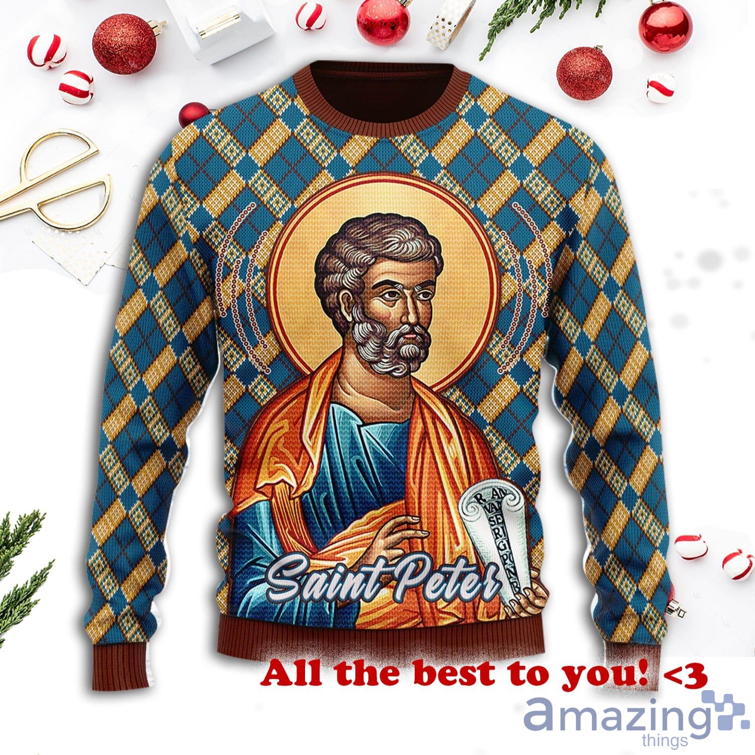 Saint Peter Wool Knitting Pattern Christmas Ugly Sweater Product Photo 1 Saint Peter Wool Knitting Pattern Christmas Ugly Sweater Product Photo 1