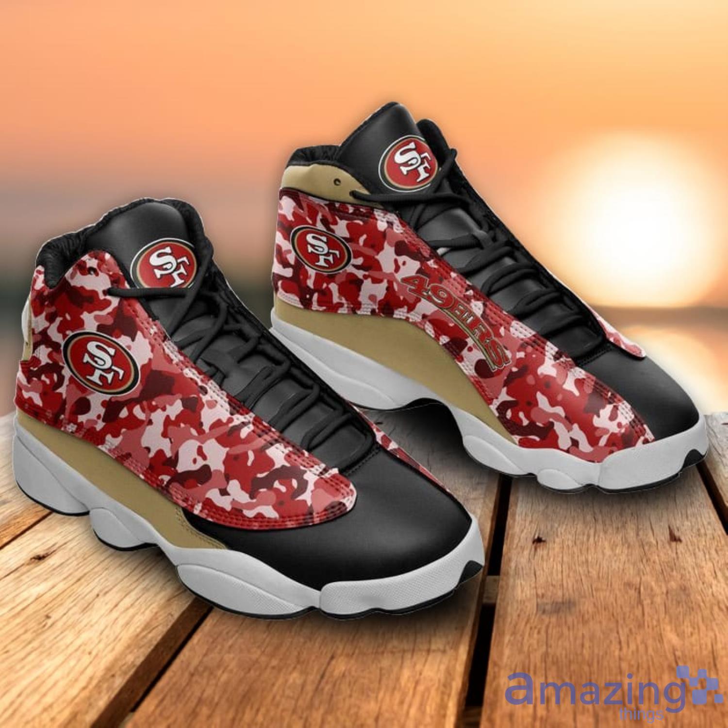 San Francisco 49ers Camo Style Air Jordan 13 Shoes For Fans