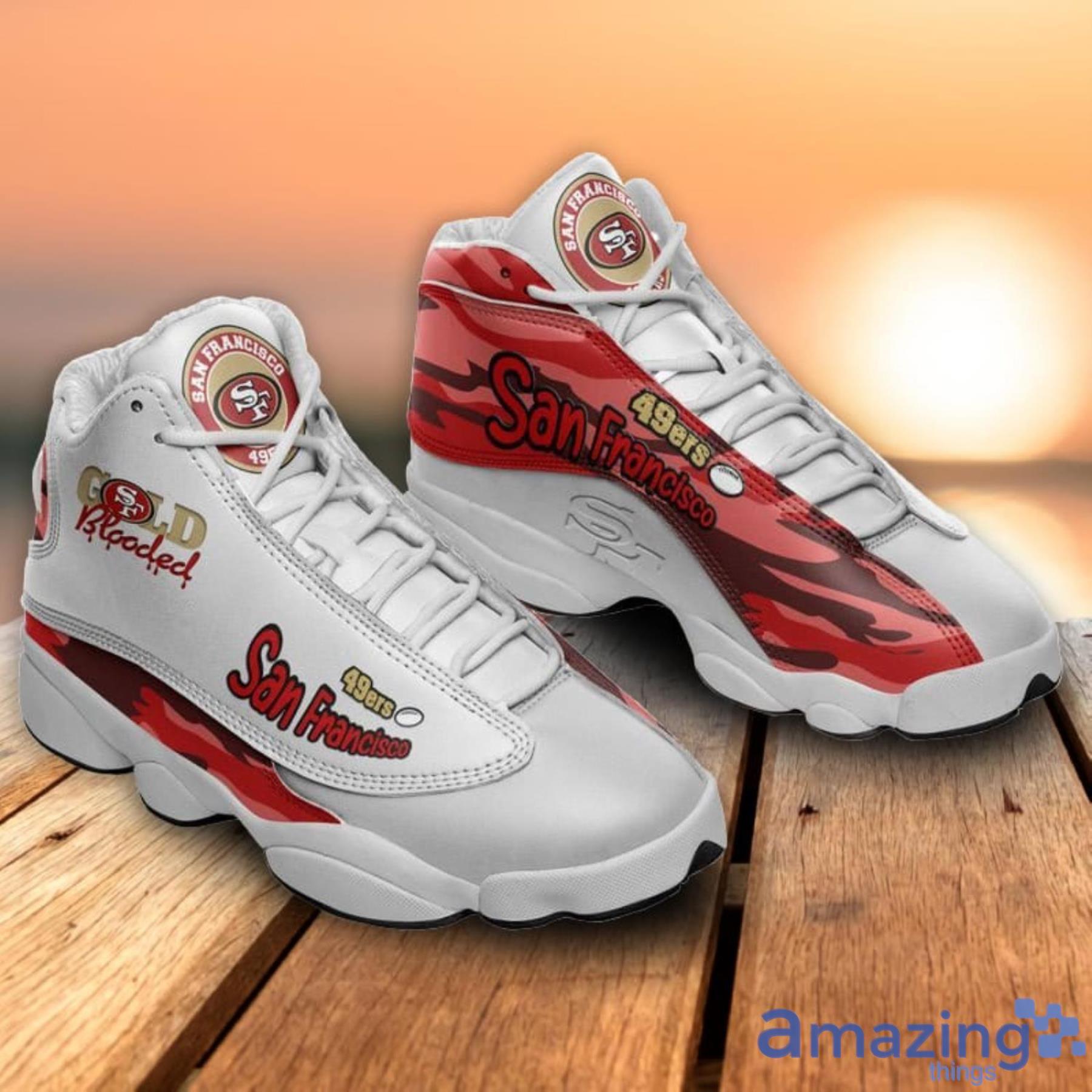 San Francisco 49ers Brown Black Air Jordan 13 Shoes - Tagotee