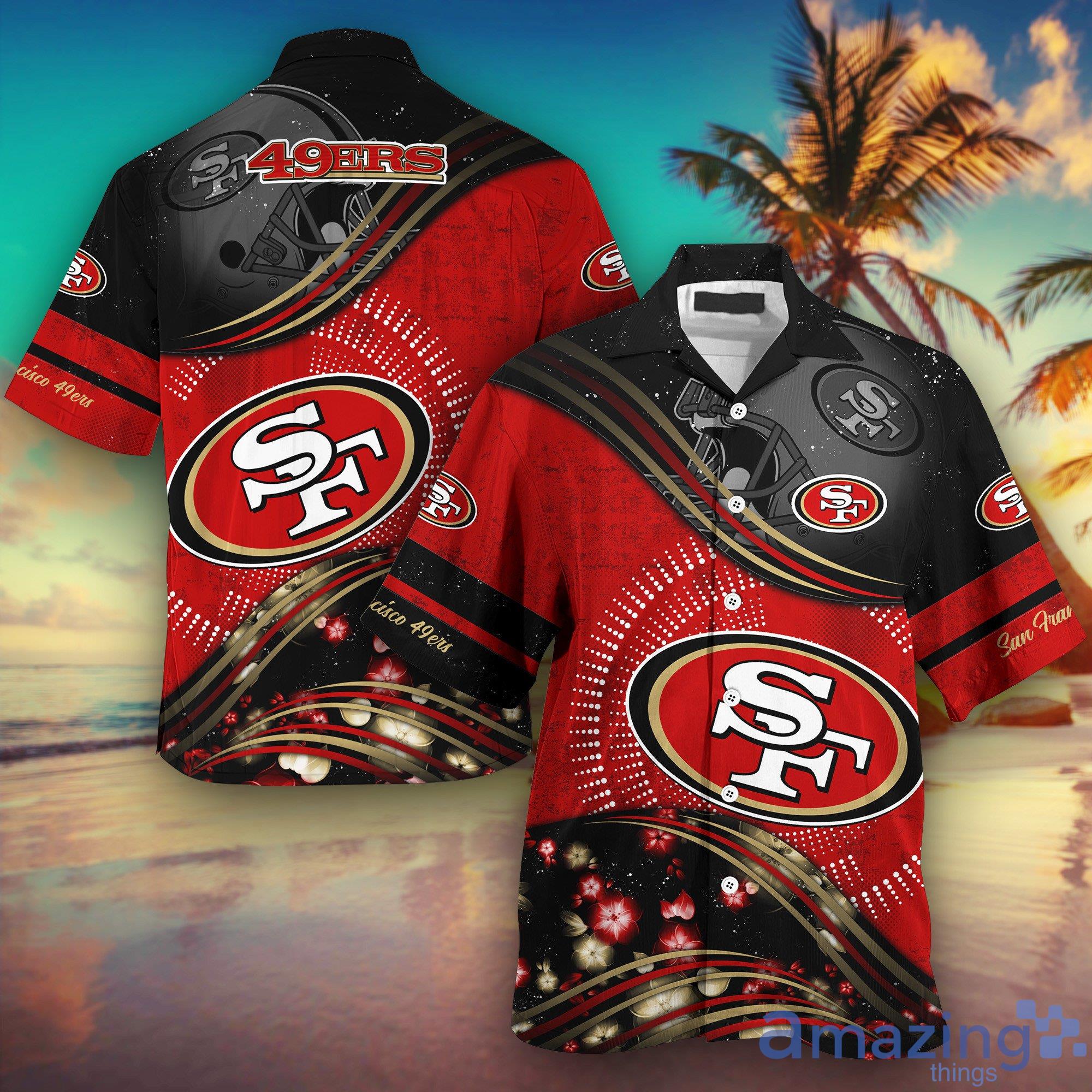 San Francisco 49ers NFL And Flowers Short Sleeves Hawaiian Shirt