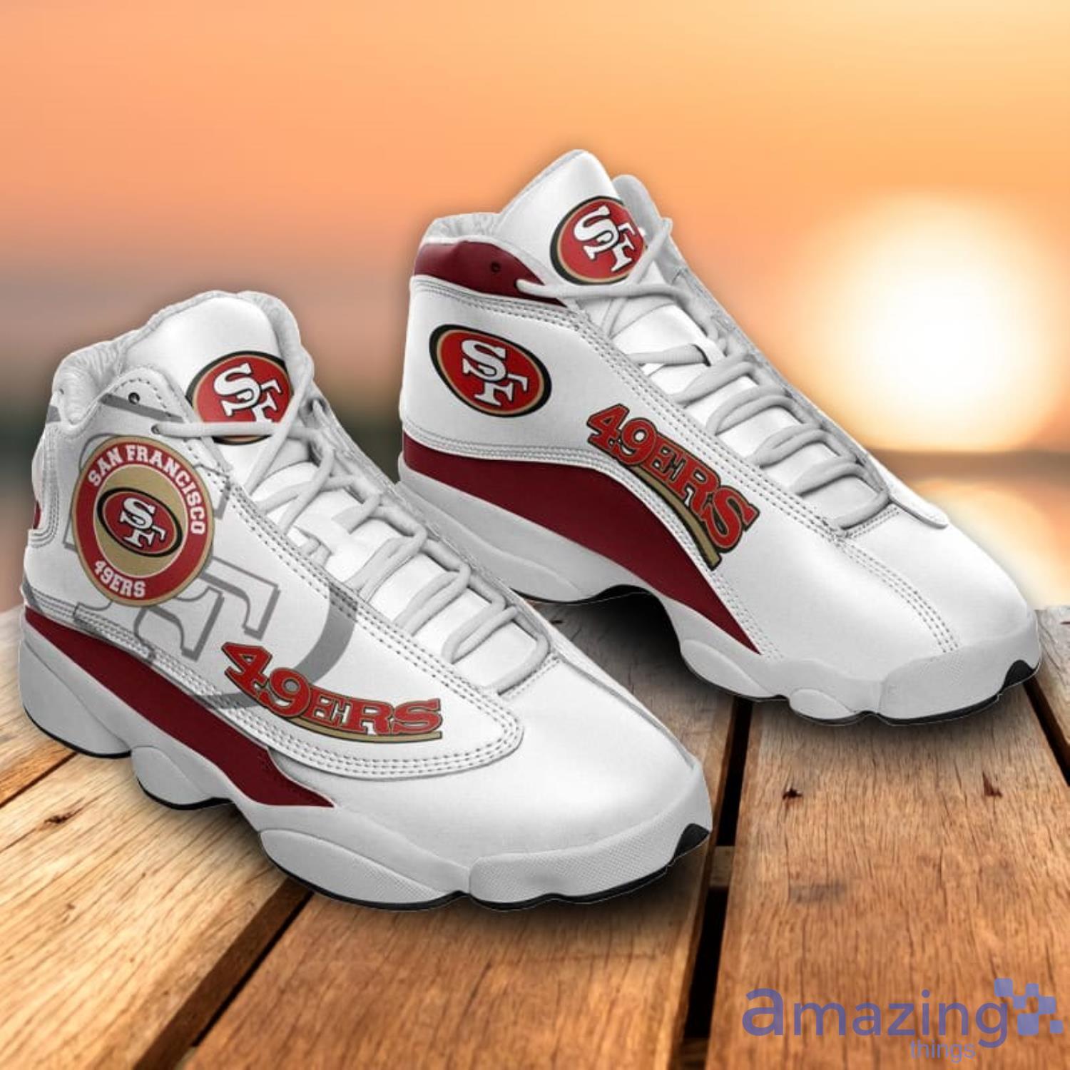 San Francisco 49ers White Air Jordan 13 Sneakers Shoes Product Photo 1