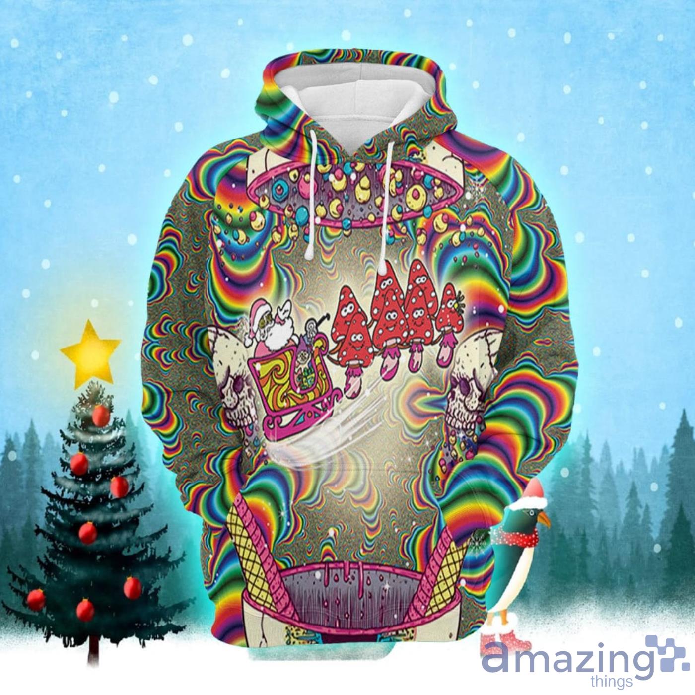 Santa And Mushroom Christmas Pattern All Over Print 3D Sweater Hoodie Product Photo 1