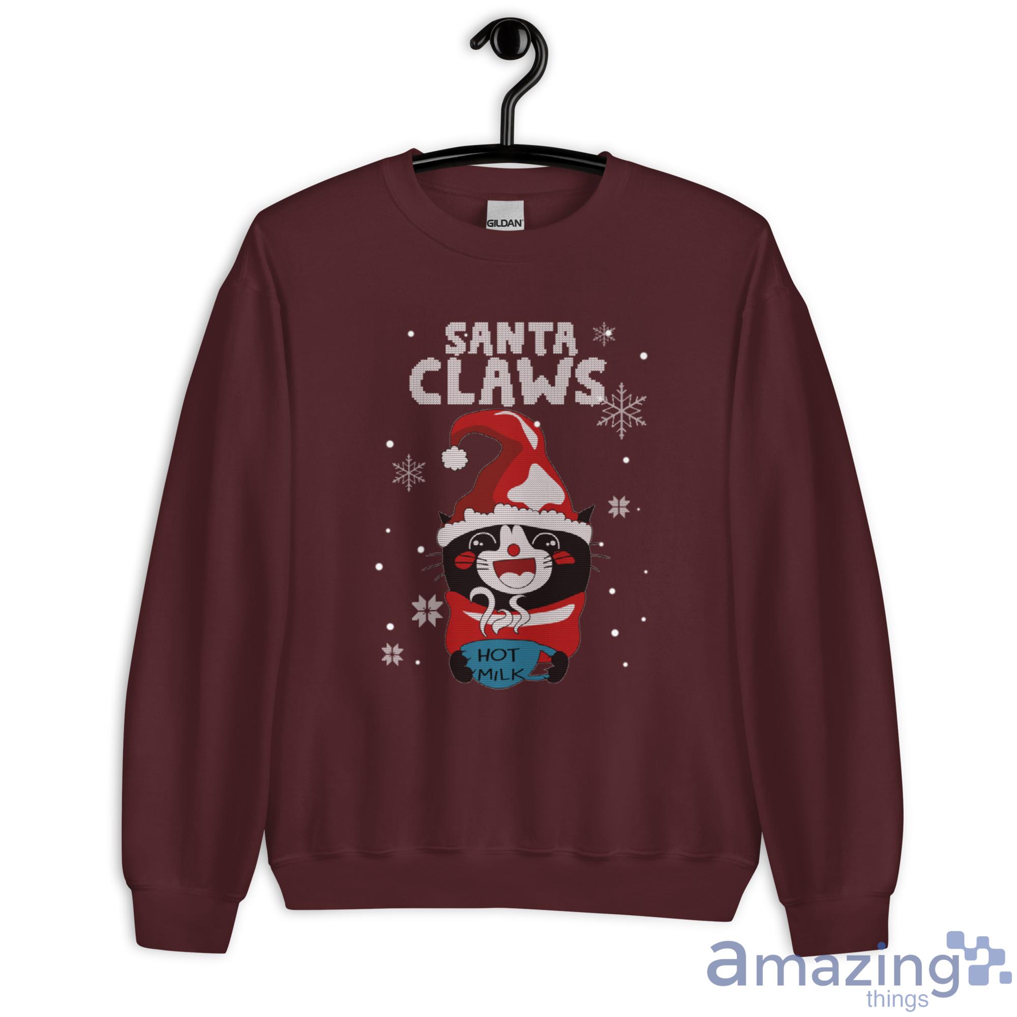 Santa Claws Black Cat Ugly Hot Milk Christmas Shirt - G180 Unisex Heavy Blend Crewneck Sweatshirt-2
