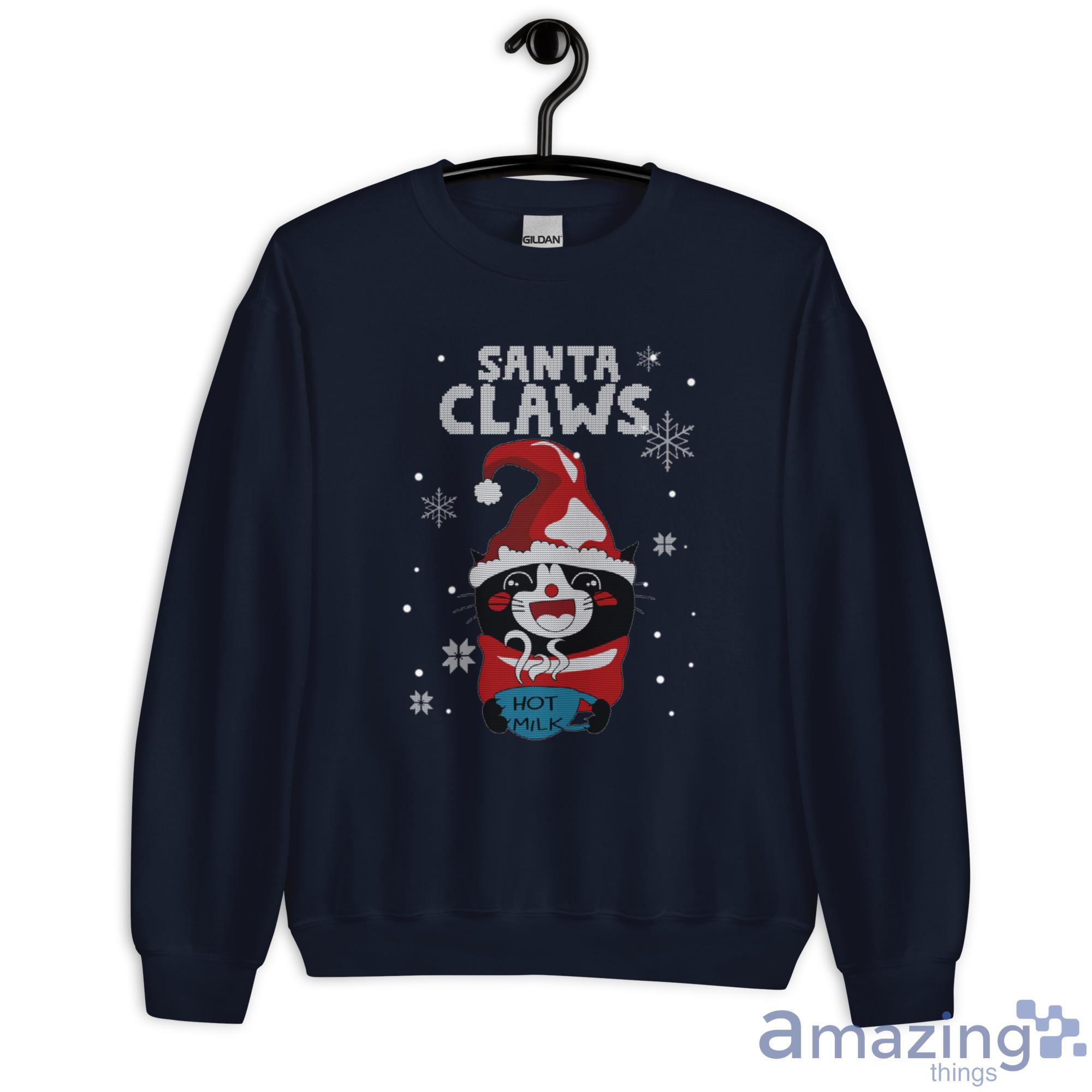 Santa Claws Black Cat Ugly Hot Milk Christmas Shirt - G180 Unisex Heavy Blend Crewneck Sweatshirt-1