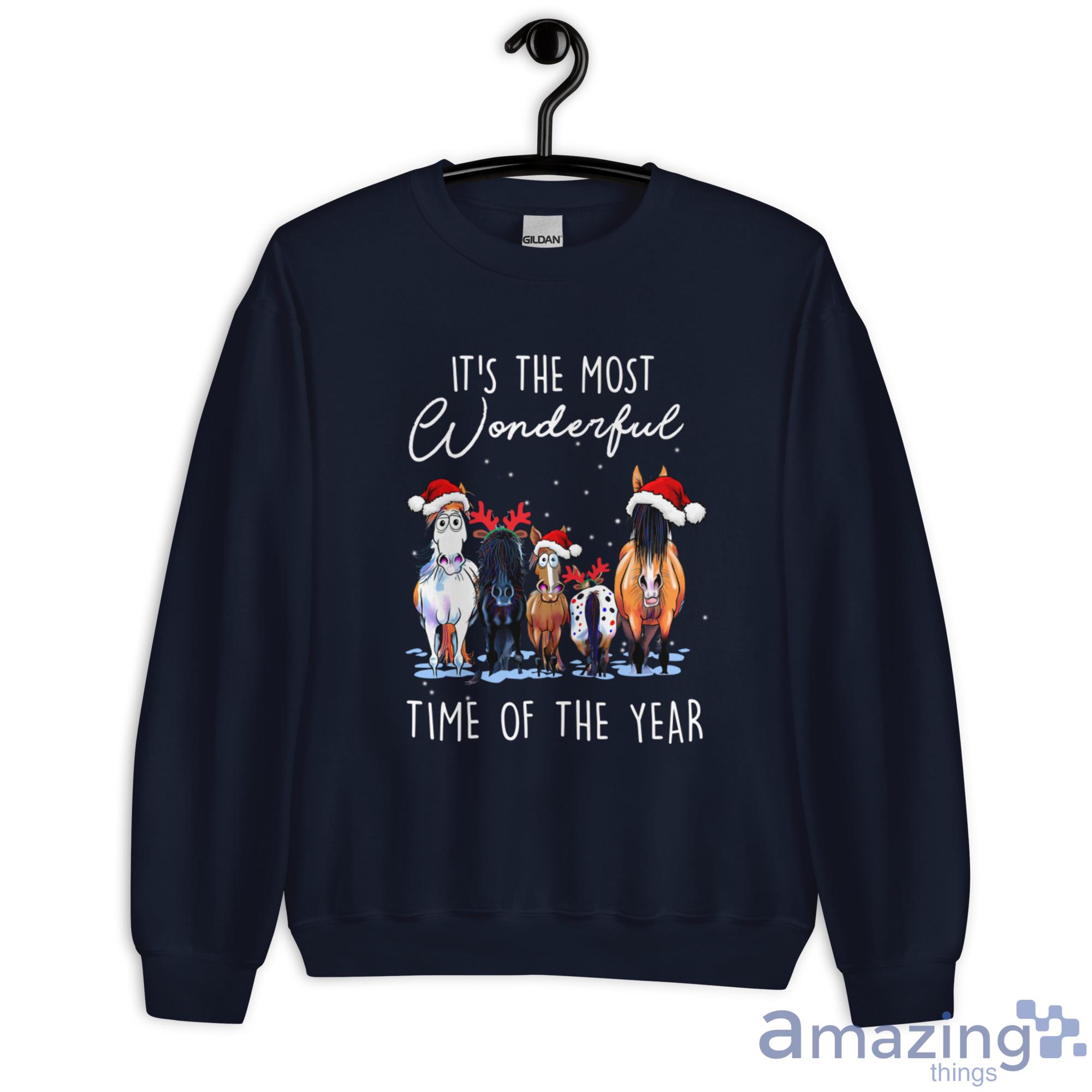 Santa Horses It’s The Most Wonderful Time Of The Year Christmas Sweatshirt - G180 Unisex Heavy Blend Crewneck Sweatshirt-1