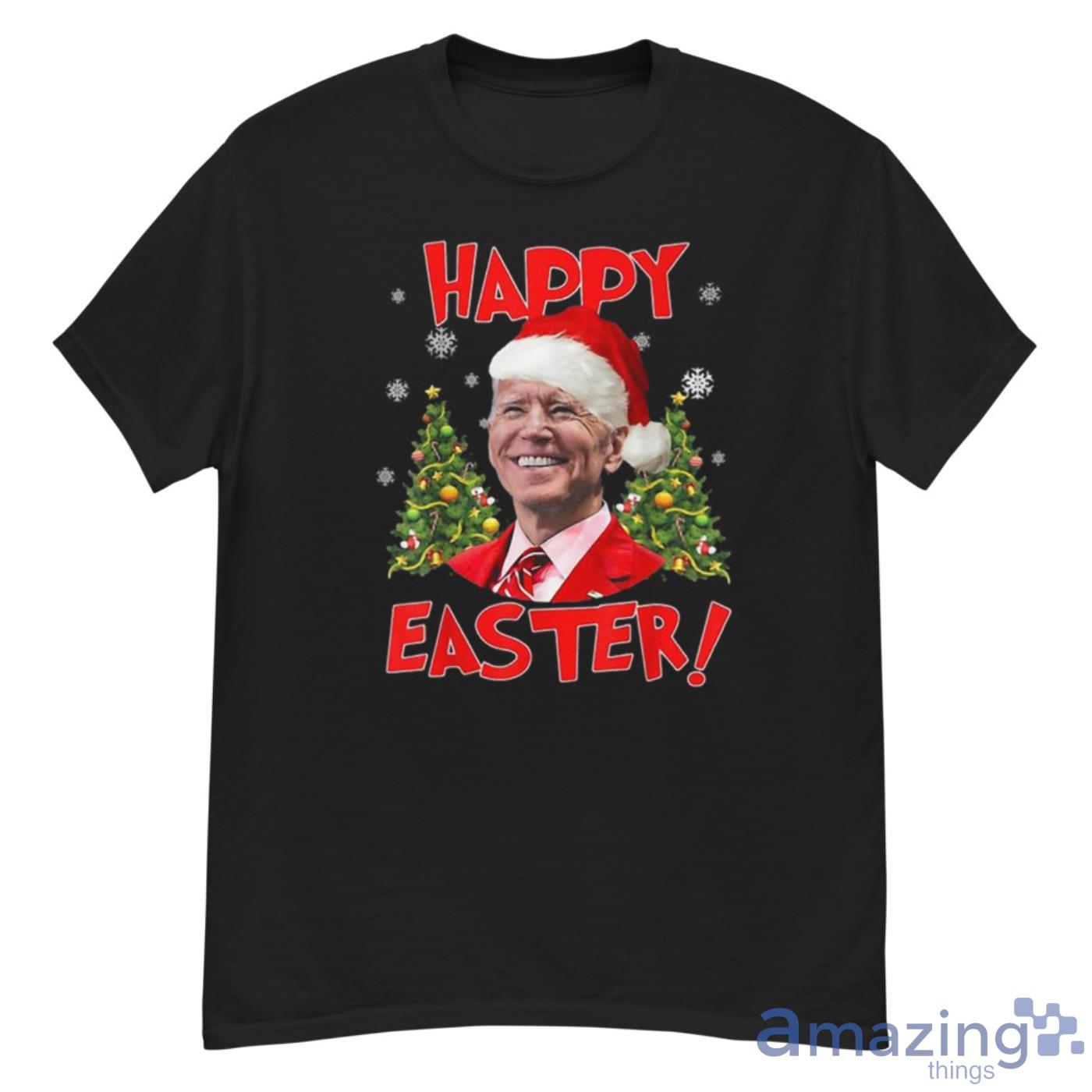 Santa Joe Biden Merry Happy Easter Merry Christmas Funny Shirt Product Photo 1