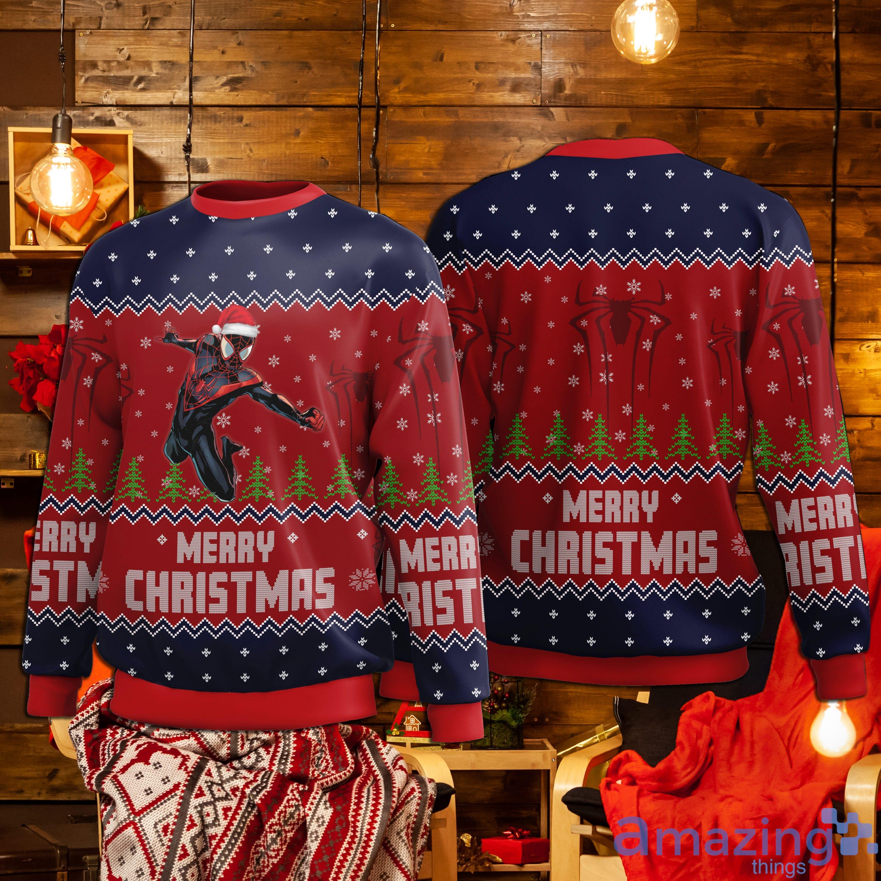 Santa Spider Man Christmas Sweater Marvel Avenger Ugly Christmas Sweater image Santa Spider Man Christmas Sweater Marvel Avenger Ugly Christmas Sweater Product Photo 2