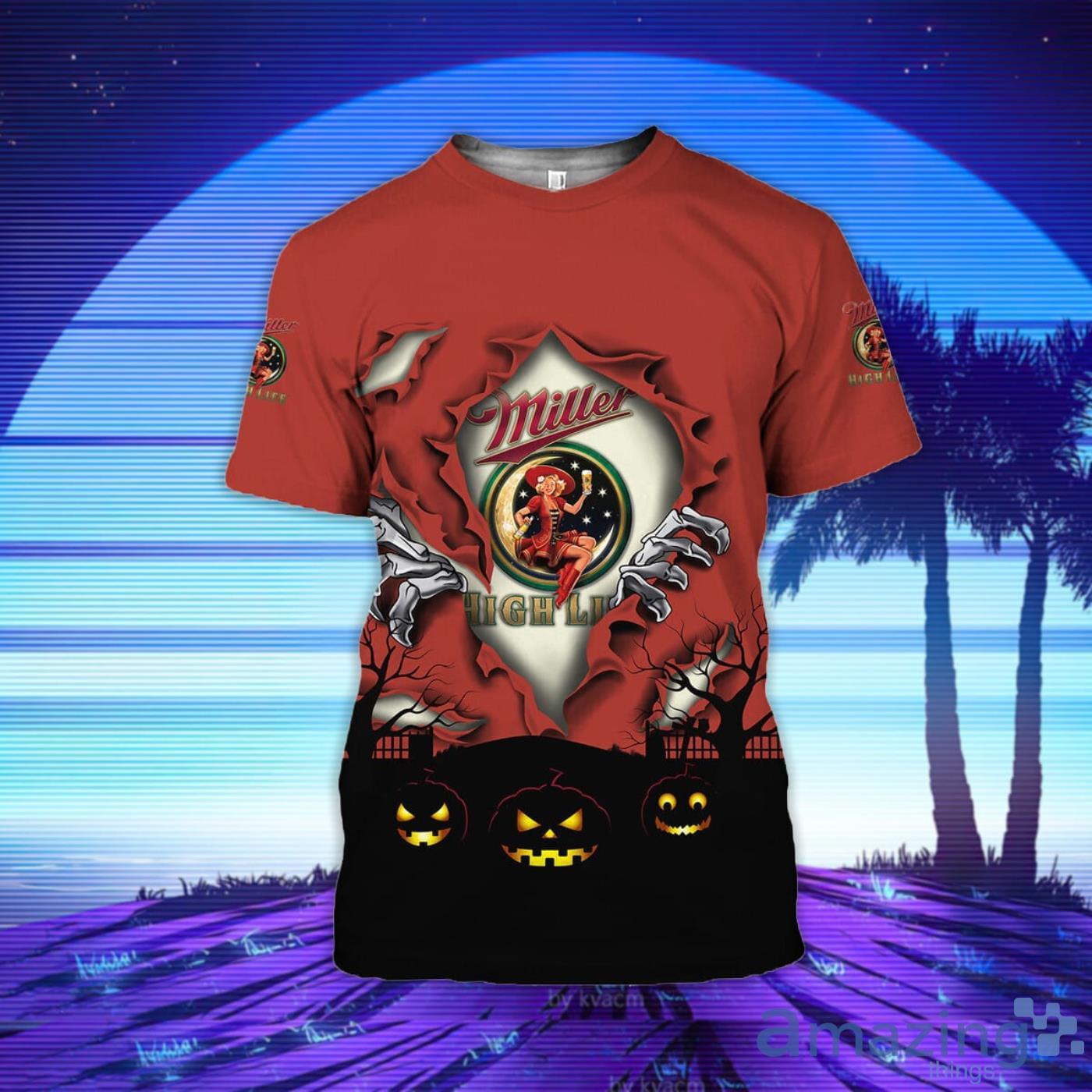 Scary Night Halloween Miller High Life 3D T-Shirt Product Photo 1