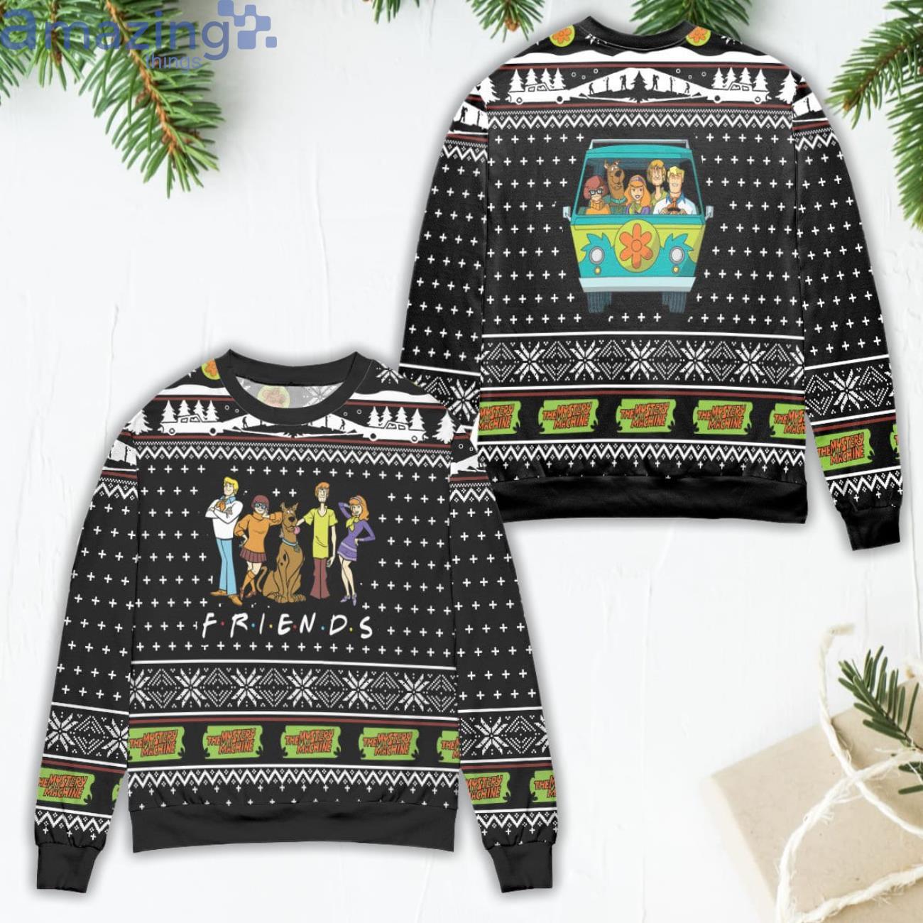 Scooby Doo Crew Friends Snowflake Pattern Ugly Christmas Sweater Product Photo 1