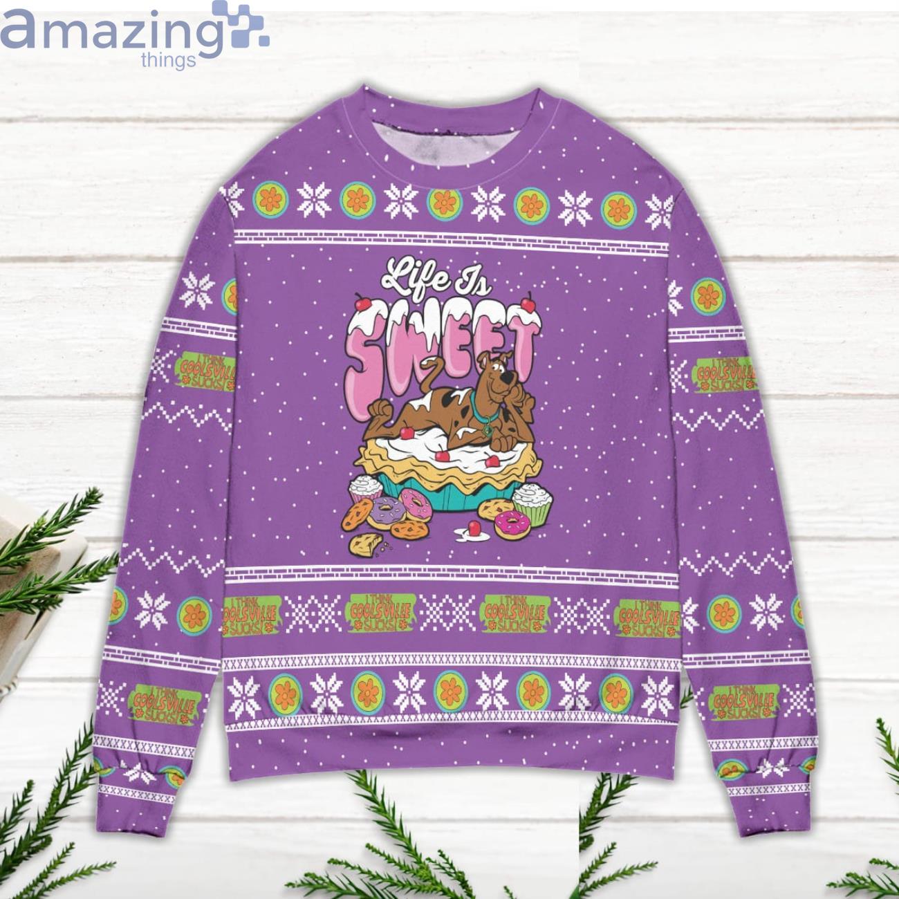 Scooby Doo Life Is Sweet Snowflake Ugly Christmas Sweater image Scooby Doo Life Is Sweet Snowflake Ugly Christmas Sweater Product Photo 2