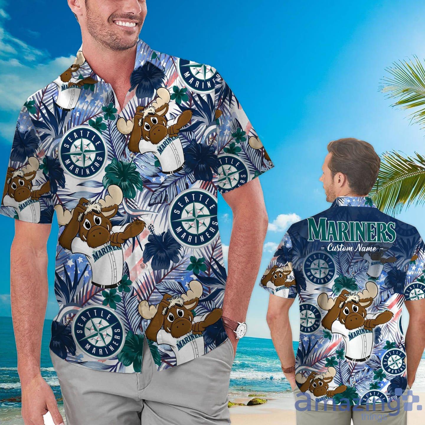 Seattle Mariners Tropical Floral Custom Name Aloha Hawaiian Shirt