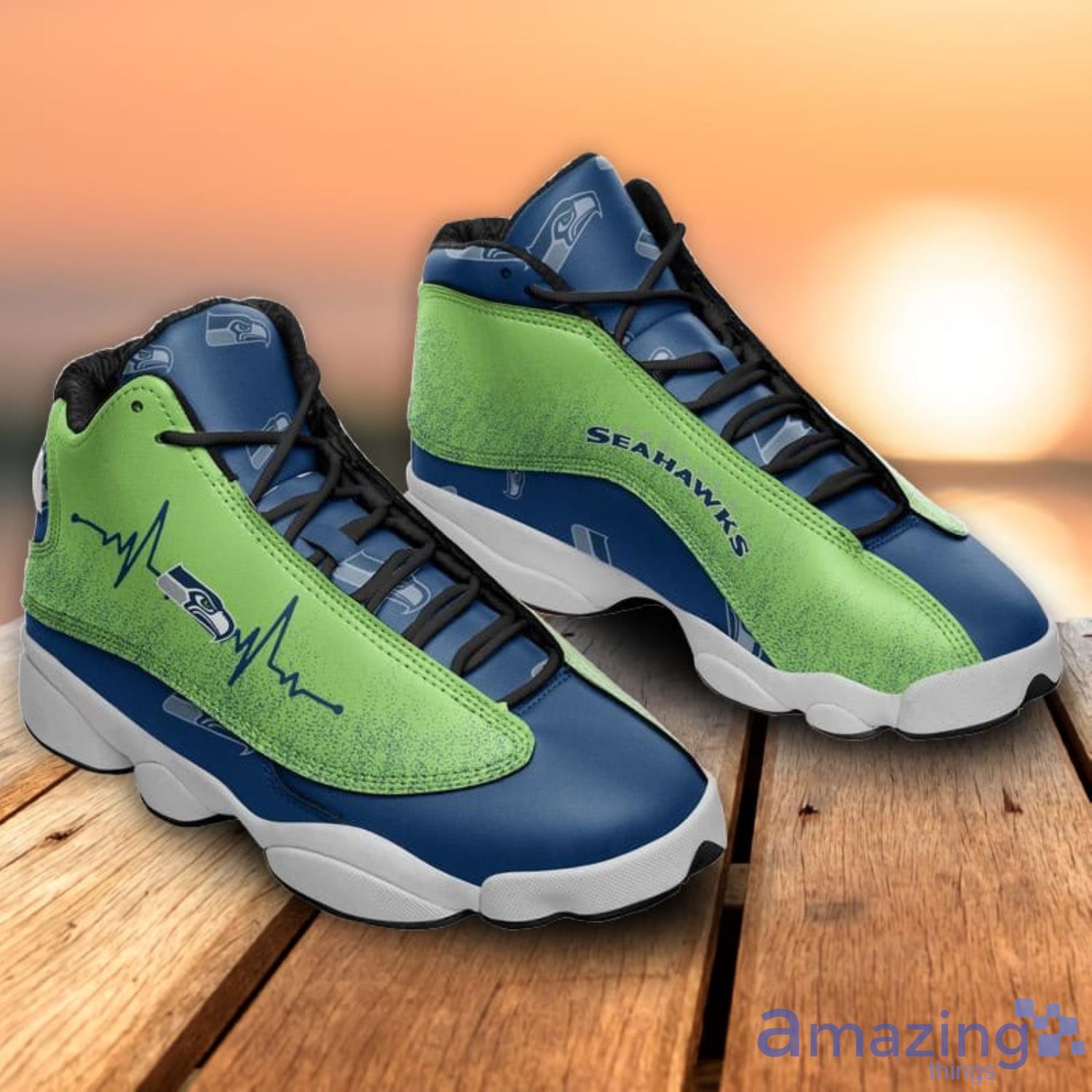 Seattle Seahawks Heartbeat Air Jordan 13 Shoes For Fans Product Photo 1