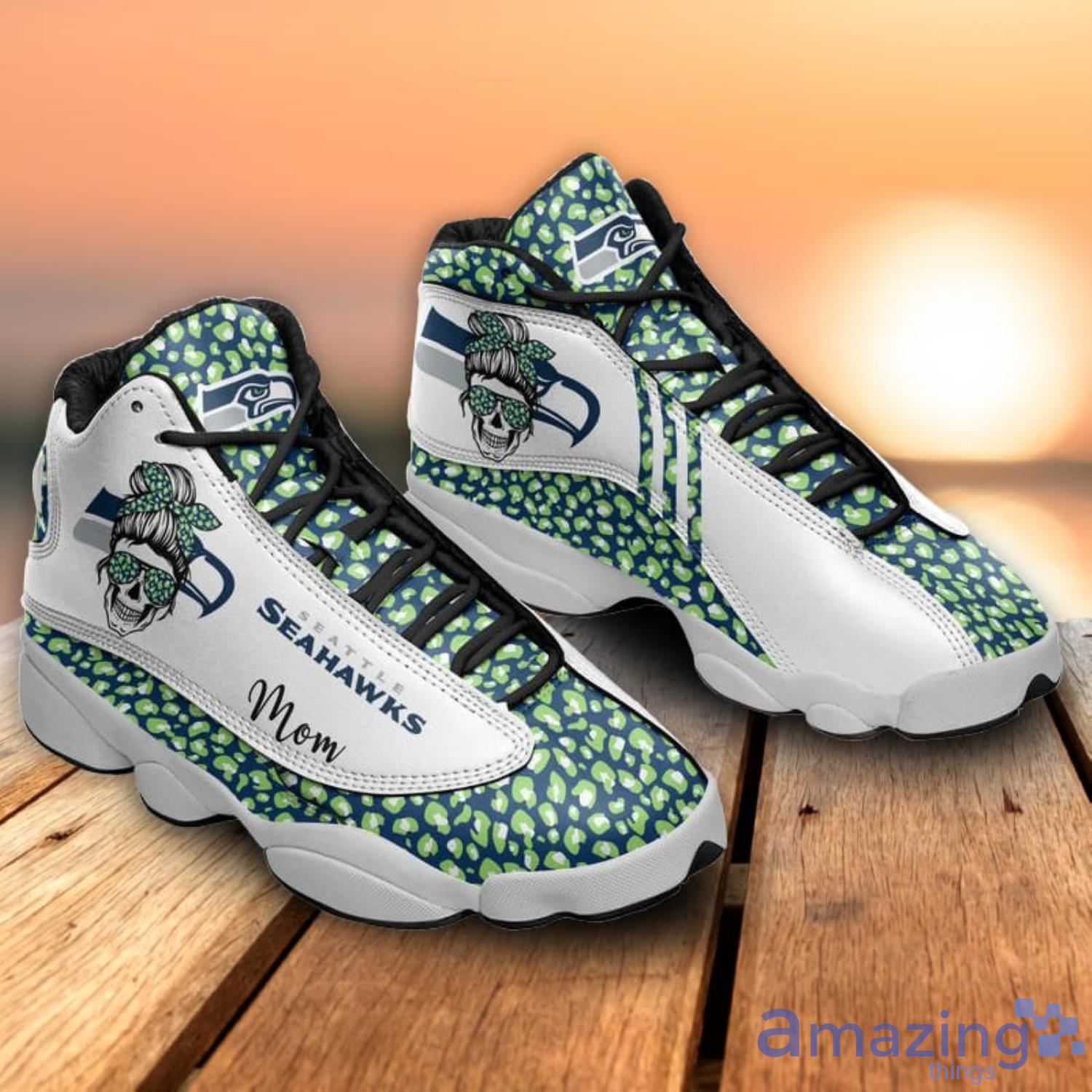 Seattle Seahawks Leopard Pattern Air Jordan 13 Shoes For Fans Product Photo 1