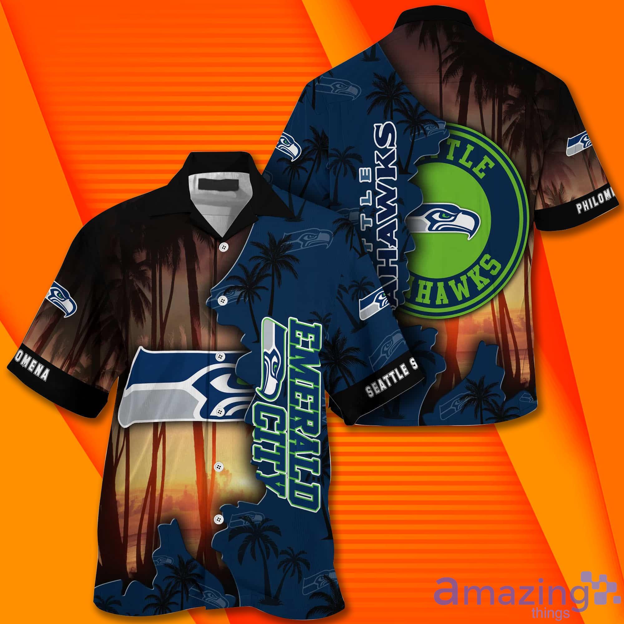 Seattle Seahawks NF And Tropical Pattern Custom Name Hawaiian Shirt image Seattle Seahawks NF And Tropical Pattern Custom Name Hawaiian Shirt Product Photo 2
