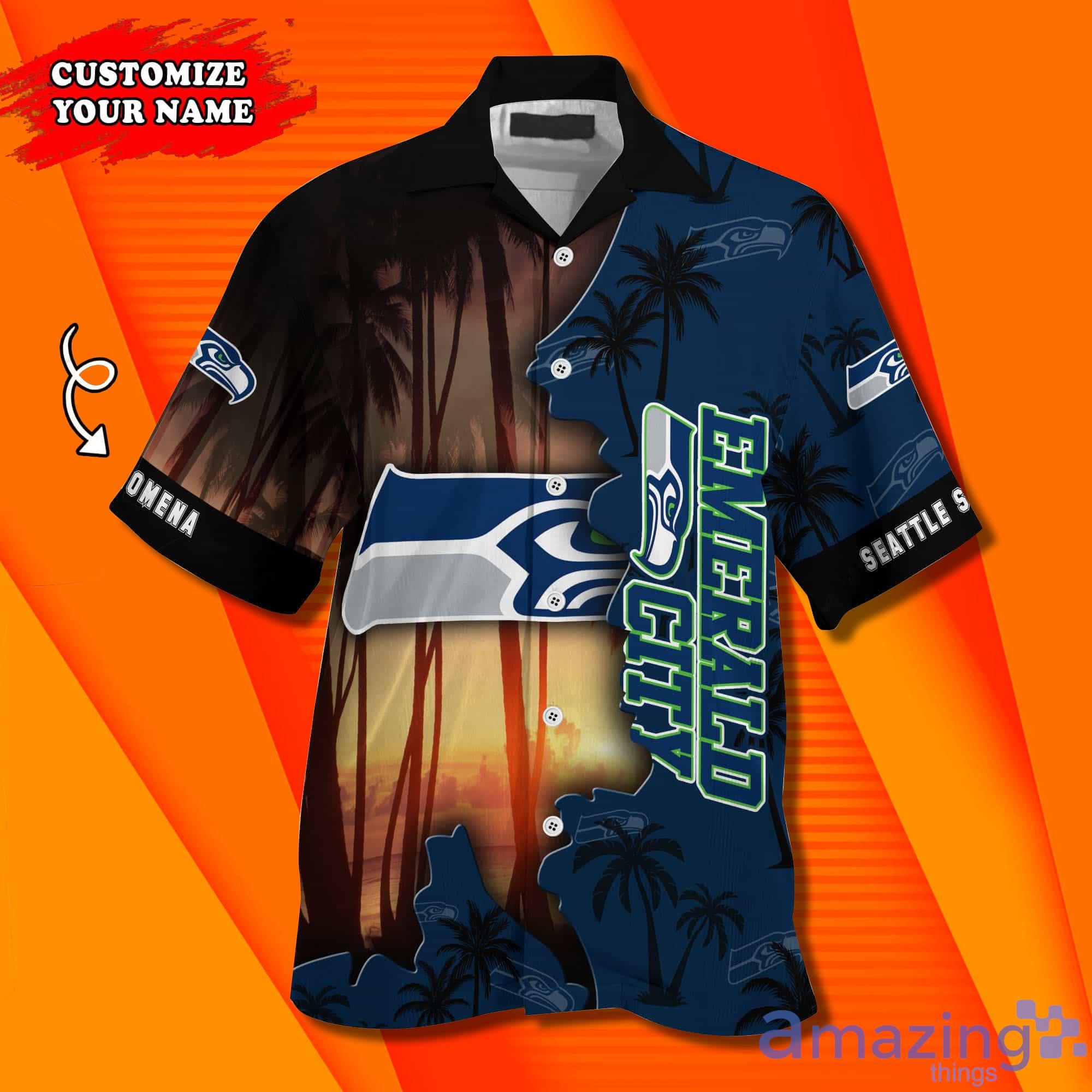 Seattle Seahawks NF And Tropical Pattern Custom Name Hawaiian Shirt image Seattle Seahawks NF And Tropical Pattern Custom Name Hawaiian Shirt Product Photo 3