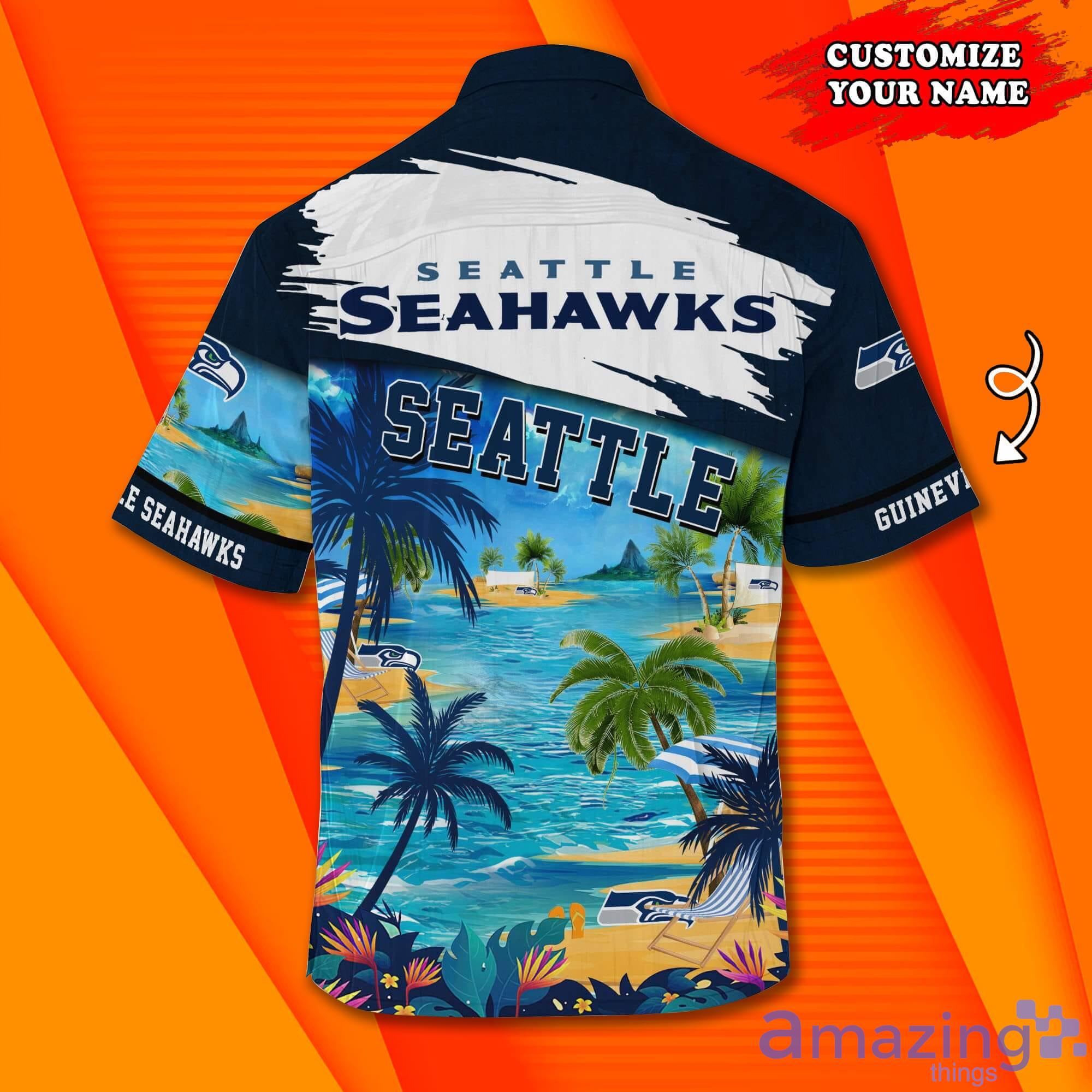 Seattle Seahawks NFL Custom Name Hawaiian Shirt Summer Shirt Product Photo 1