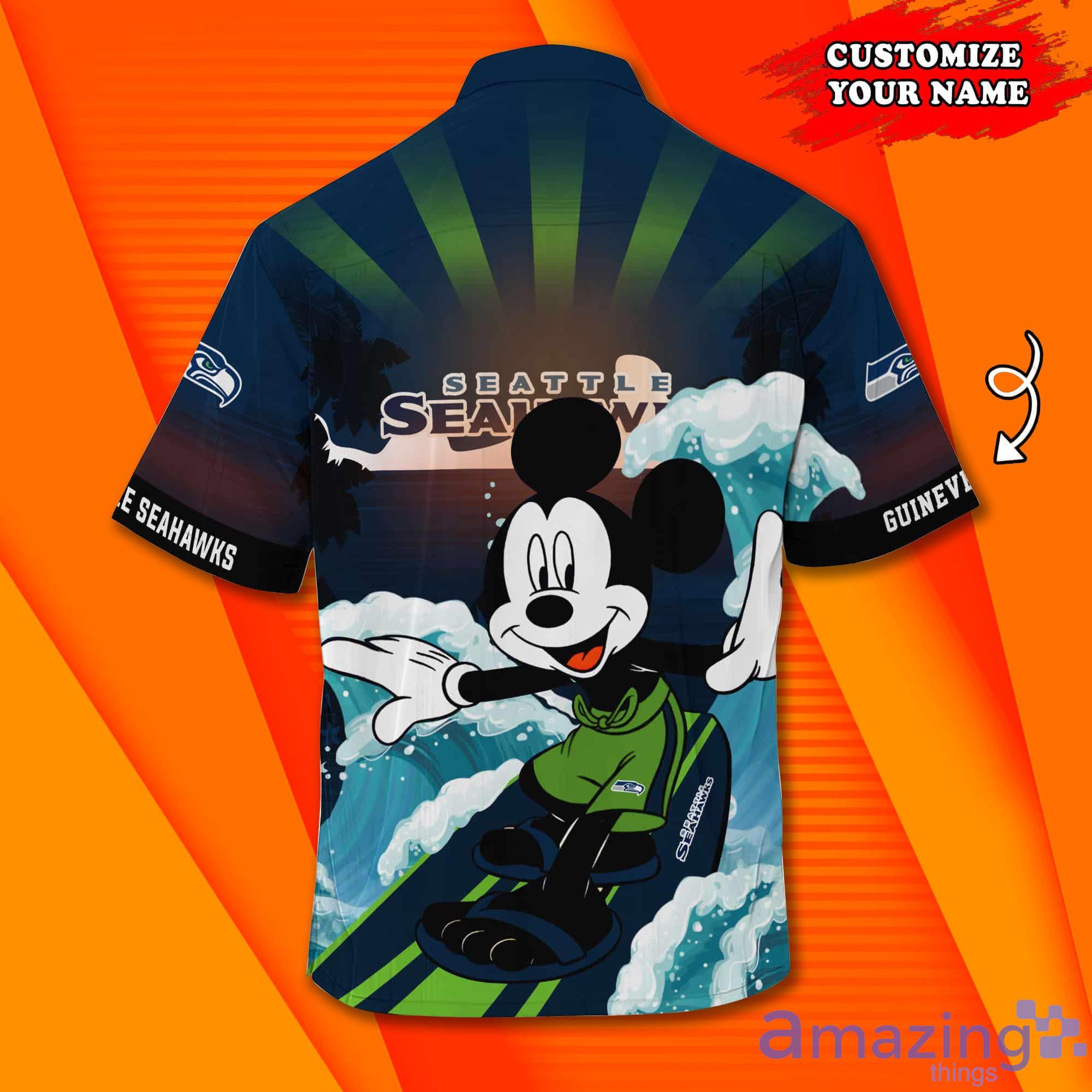Seattle Seahawks NFL Mickey Mouse Custom Name Hawaiian Shirt Product Photo 1