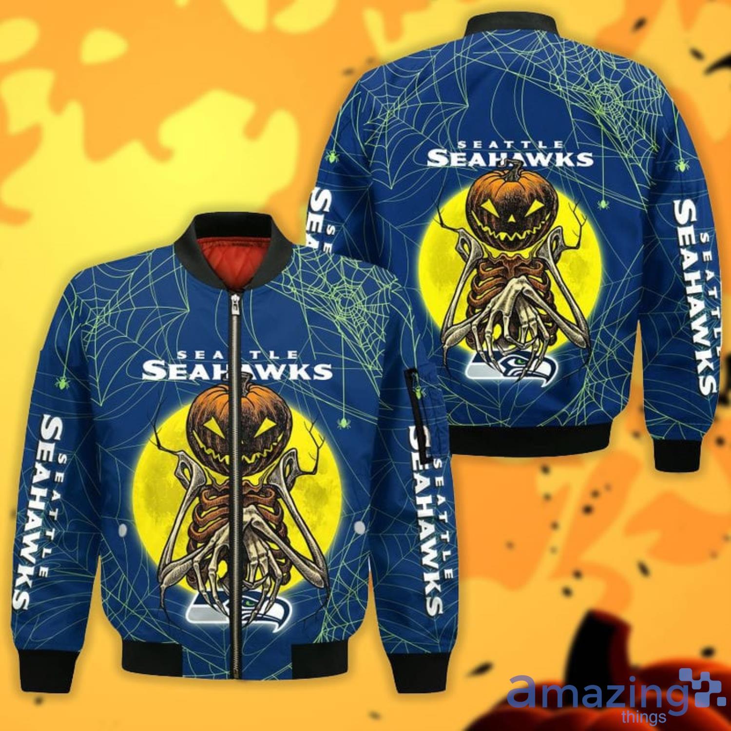 Seattle Seahawks Pumpskin Monster Halloween 3D All Over Printed Shirts image Seattle Seahawks Pumpskin Monster Halloween 3D All Over Printed Shirts Product Photo 4
