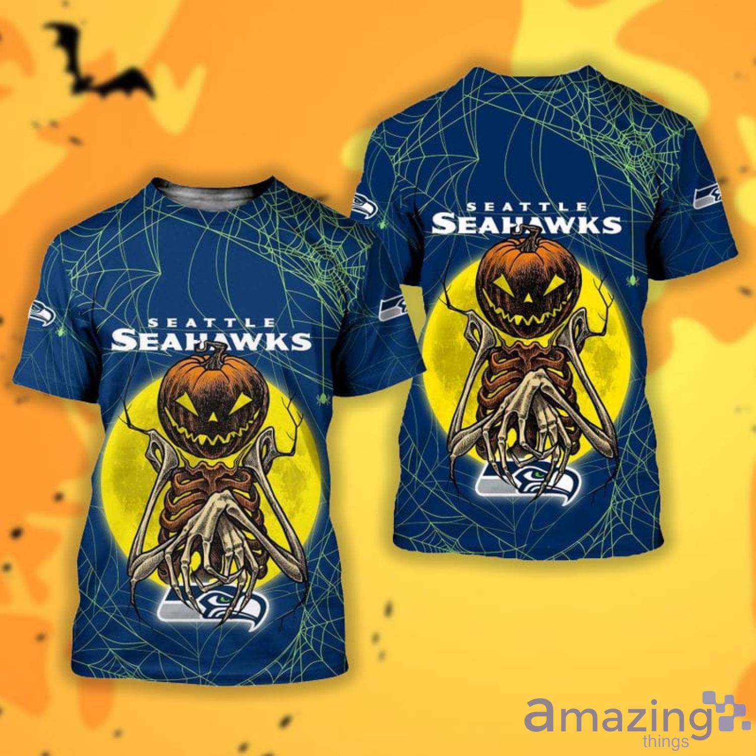 Seattle Seahawks Pumpskin Monster Halloween 3D All Over Printed Shirts image Seattle Seahawks Pumpskin Monster Halloween 3D All Over Printed Shirts Product Photo 6