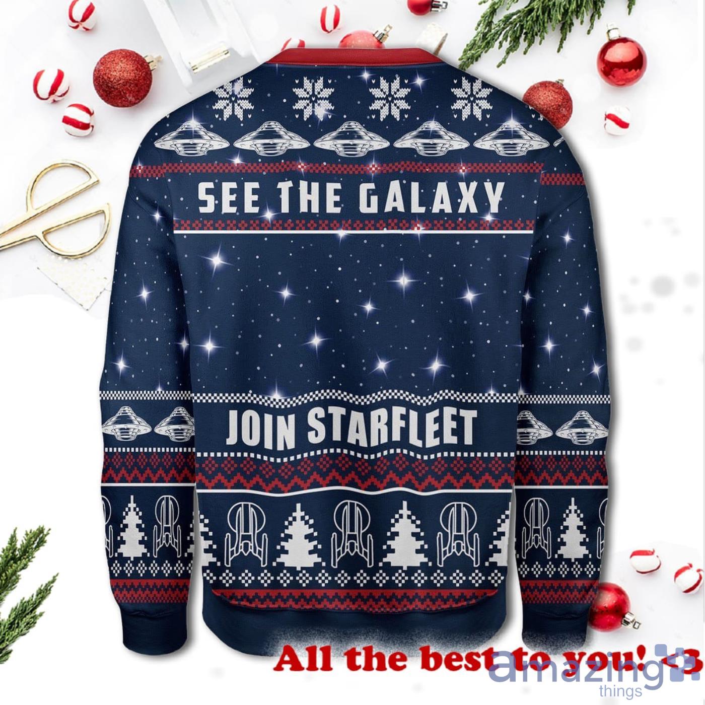 See The Galaxy Join Starfleet Christmas Ugly Sweater image See The Galaxy Join Starfleet Christmas Ugly Sweater Product Photo 2