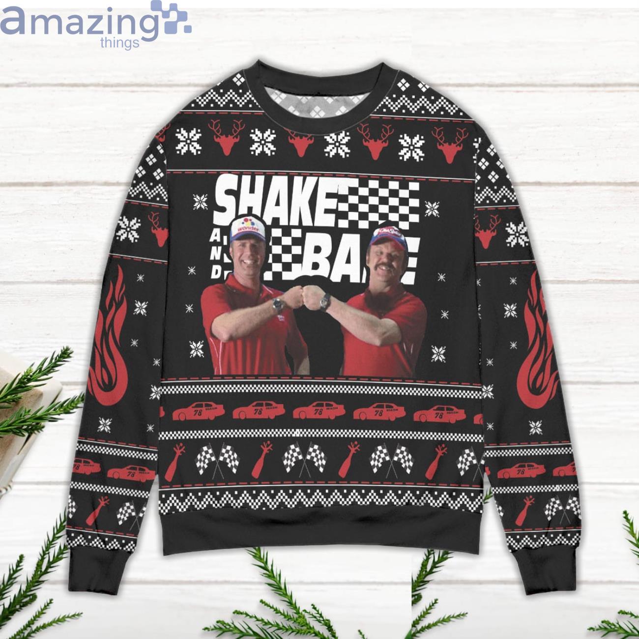 Shake And Bake Talladega Nights Reindeer Pattern Ugly Christmas Sweater image Shake And Bake Talladega Nights Reindeer Pattern Ugly Christmas Sweater Product Photo 2