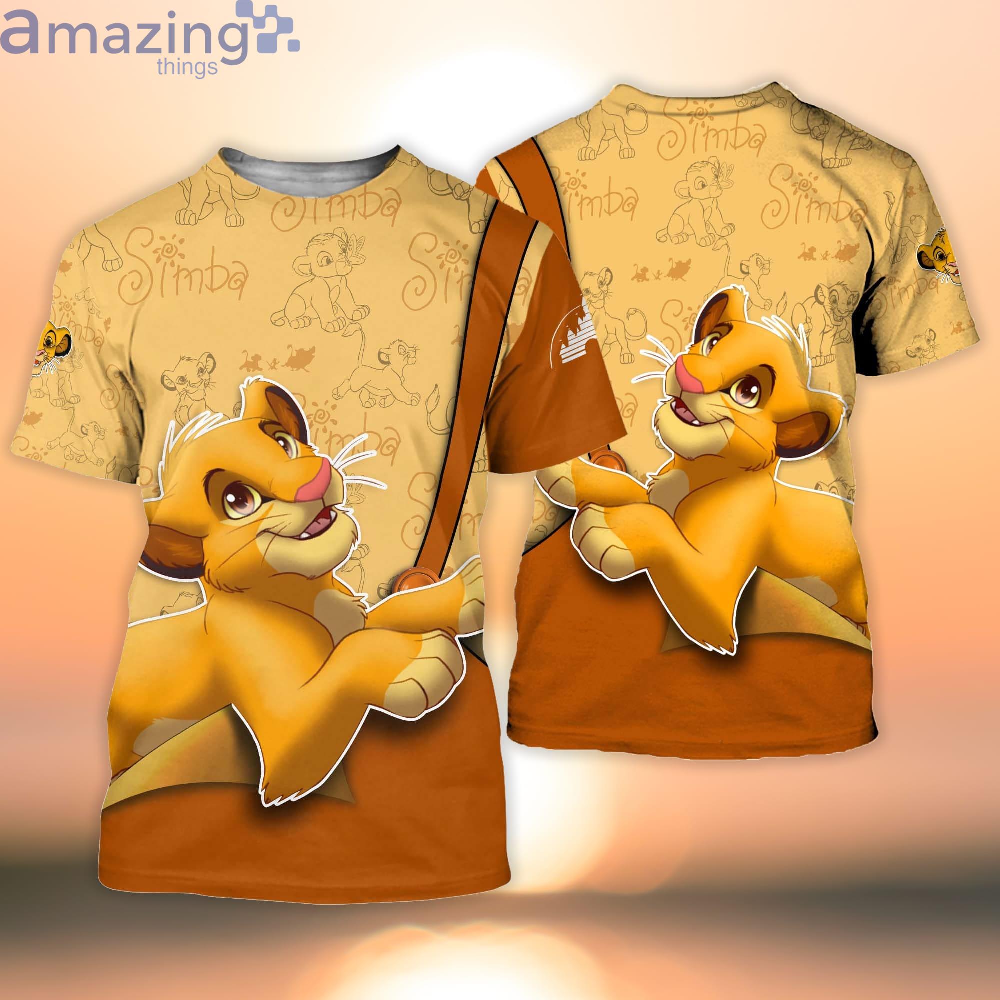 Simba Lion King Orange Button Overalls Patterns Disney Cartoon 3D T-Shirt Product Photo 1