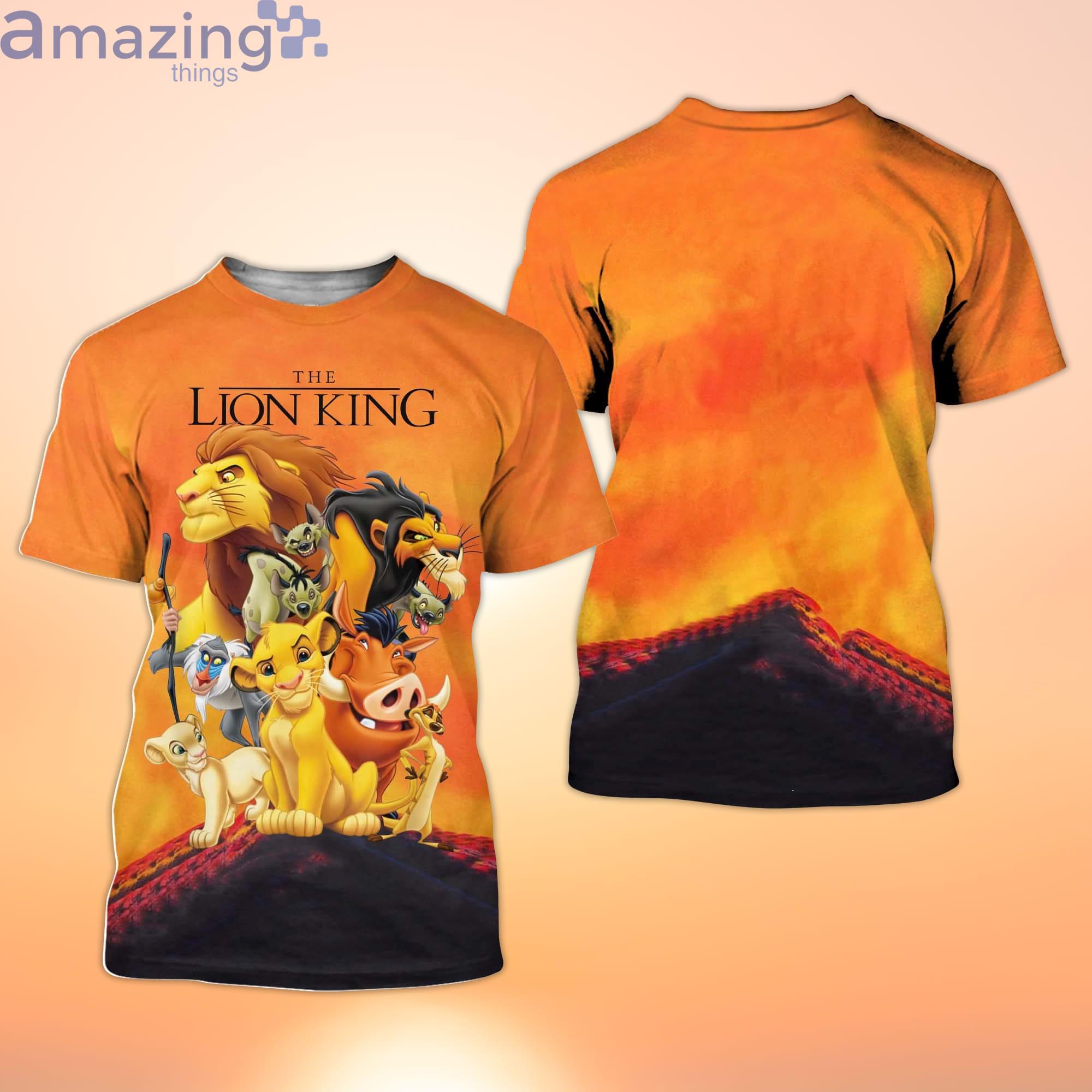 Simba Scar Mufasa Pumba Lion King Orange Black Disney Cartoon 3D T-Shirt Product Photo 1