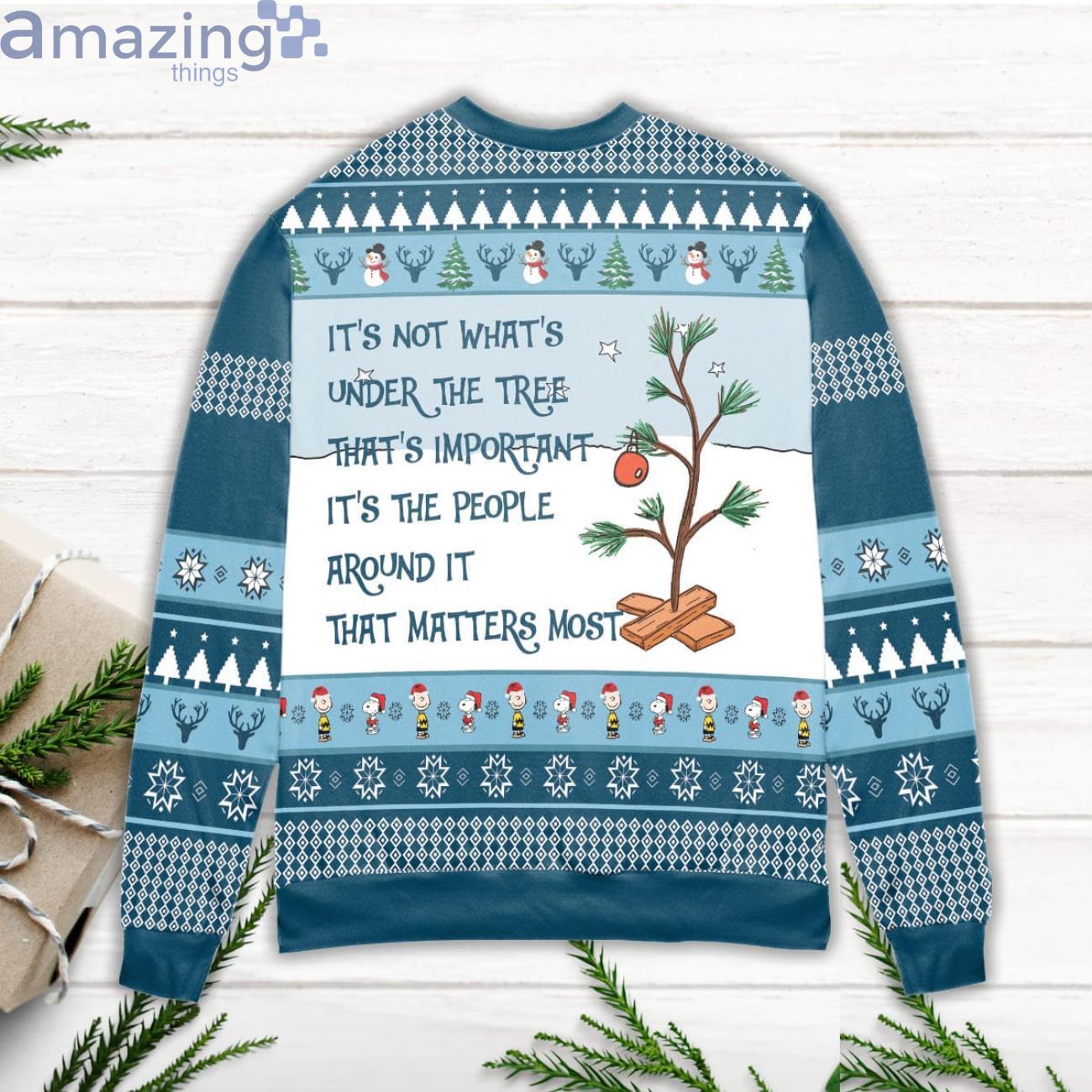 Snoopy And Charlie Brown It's Not What Under The Tree Ugly Christmas Sweater image Snoopy And Charlie Brown Its Not What Under The Tree Ugly Christmas Sweater Product Photo 3
