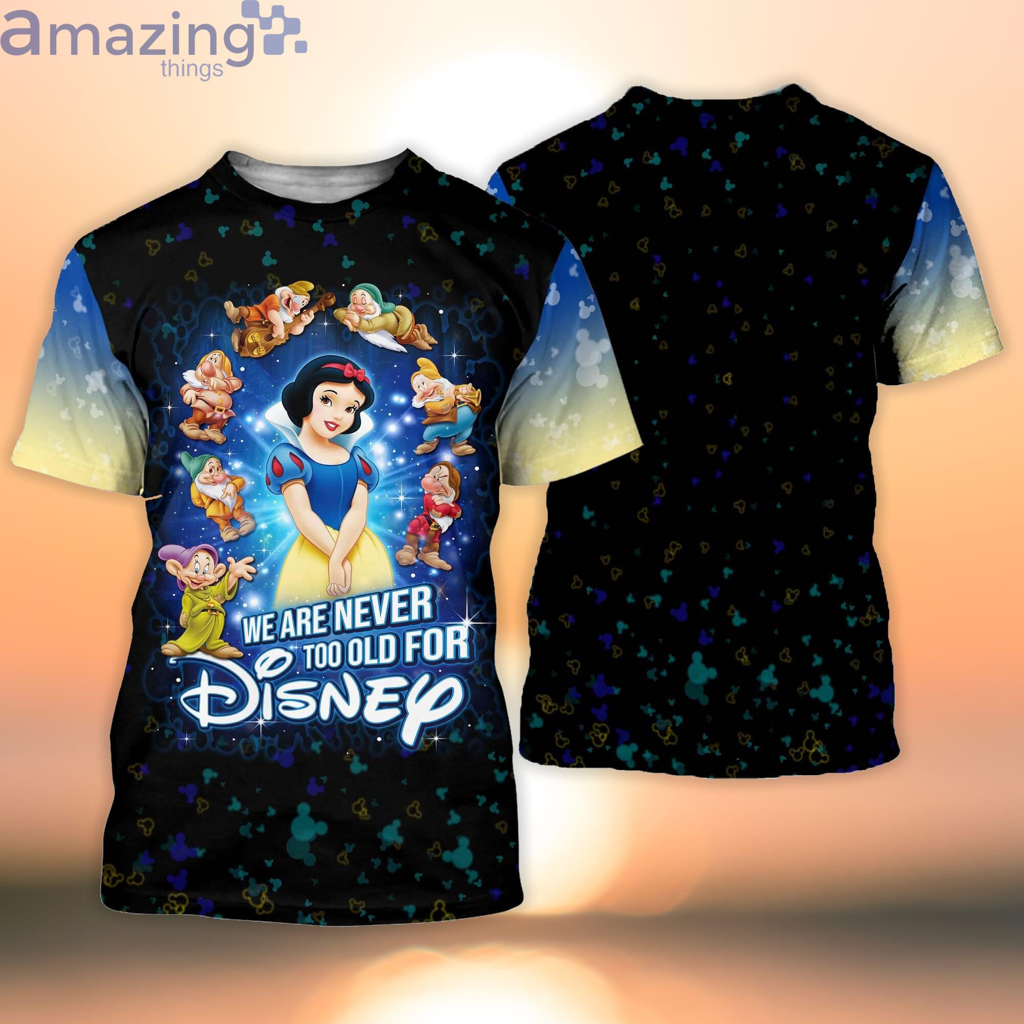 Snow White And The 7 Dwarfs Quotes Blue Black Disney Cartoon 3D T-Shirt Product Photo 1