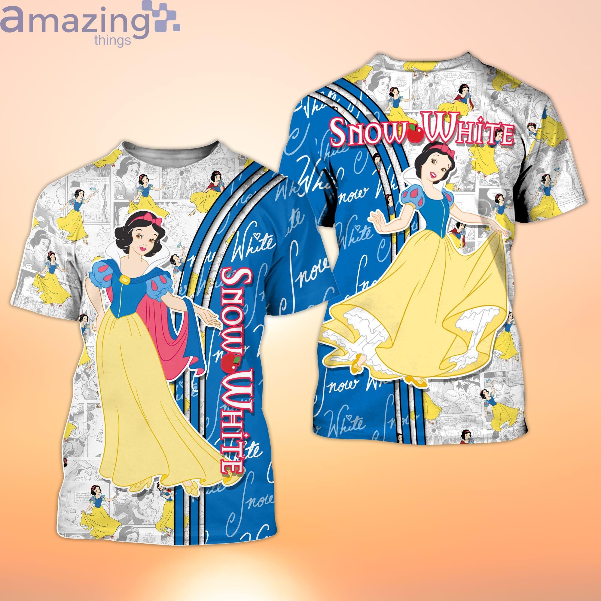 Snow White Princess Blue Cross Comic Book Patterns Disney Cartoon 3D T-Shirt Product Photo 1