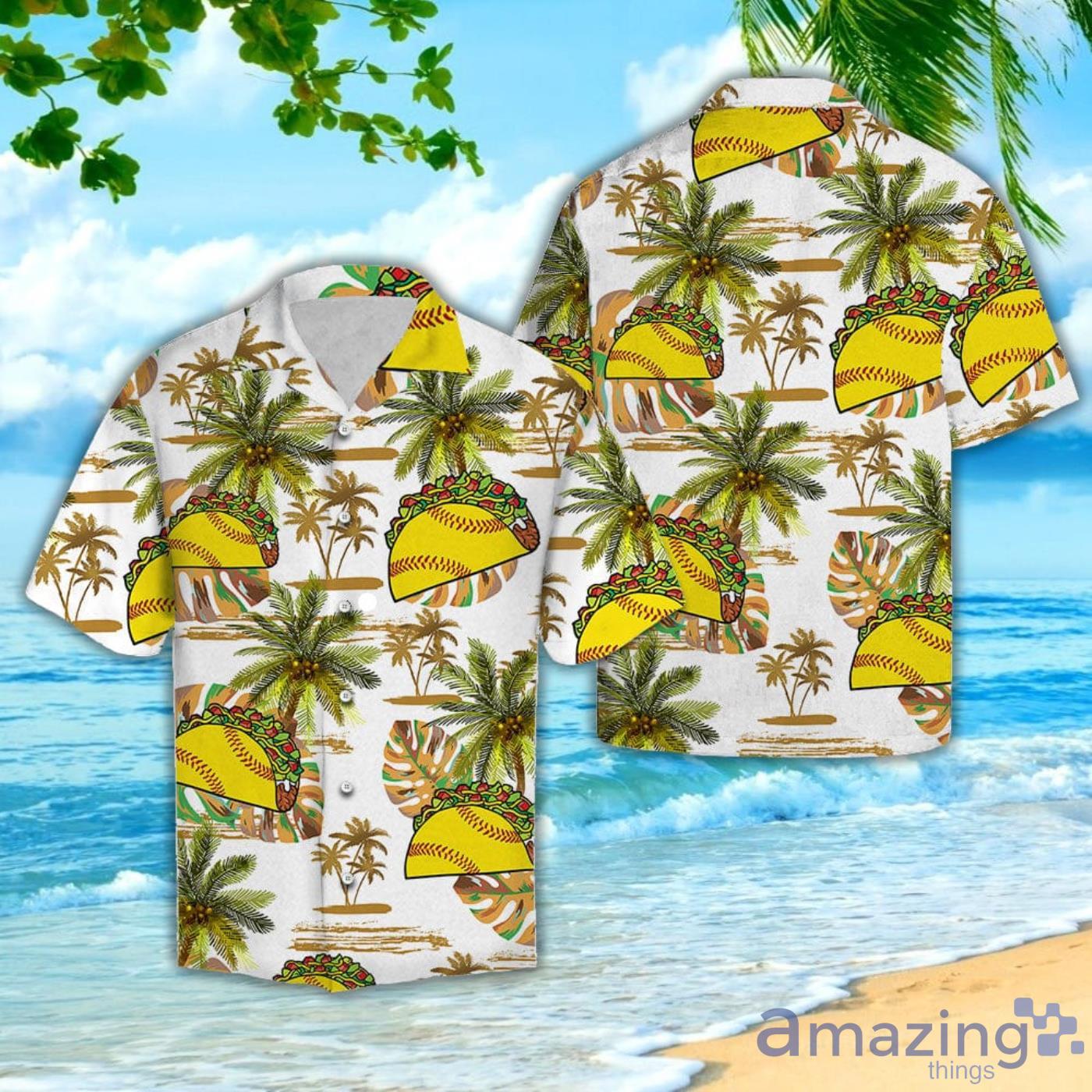 Softball Tacos Taco Bell Tropical Pattern Hawaiian Shirt Product Photo 1